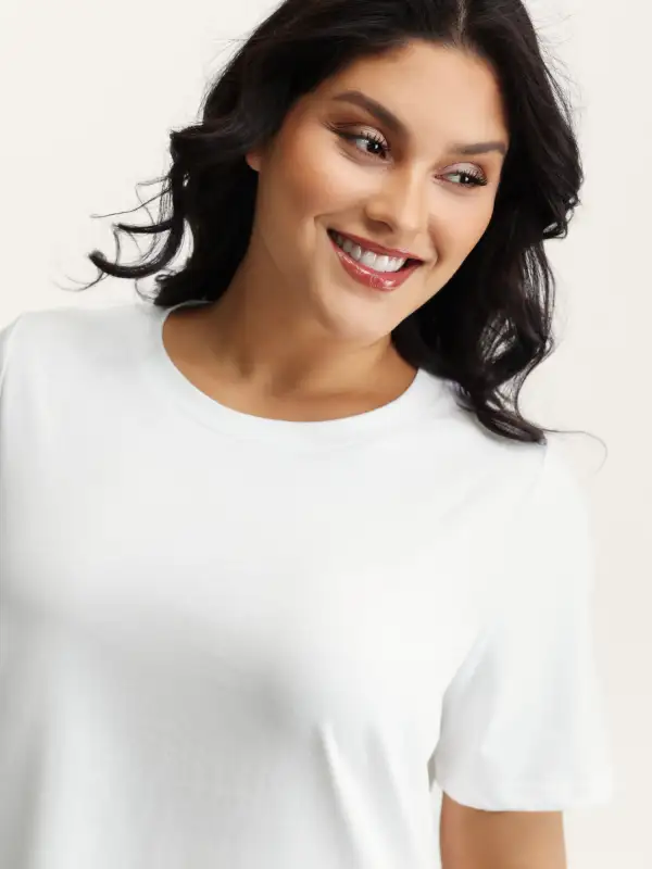 Stretchy Solid Crew Neck T-Shirt