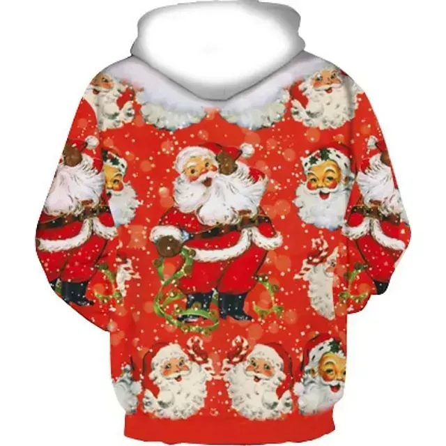 Santa Claus Ugly Christmas Sweater / Sweatshirt Hoodie Pullover Print Front Pocket Graphic Hoodie For Men's Women's Unisex Adults' 3D Print 100% Polyester Party