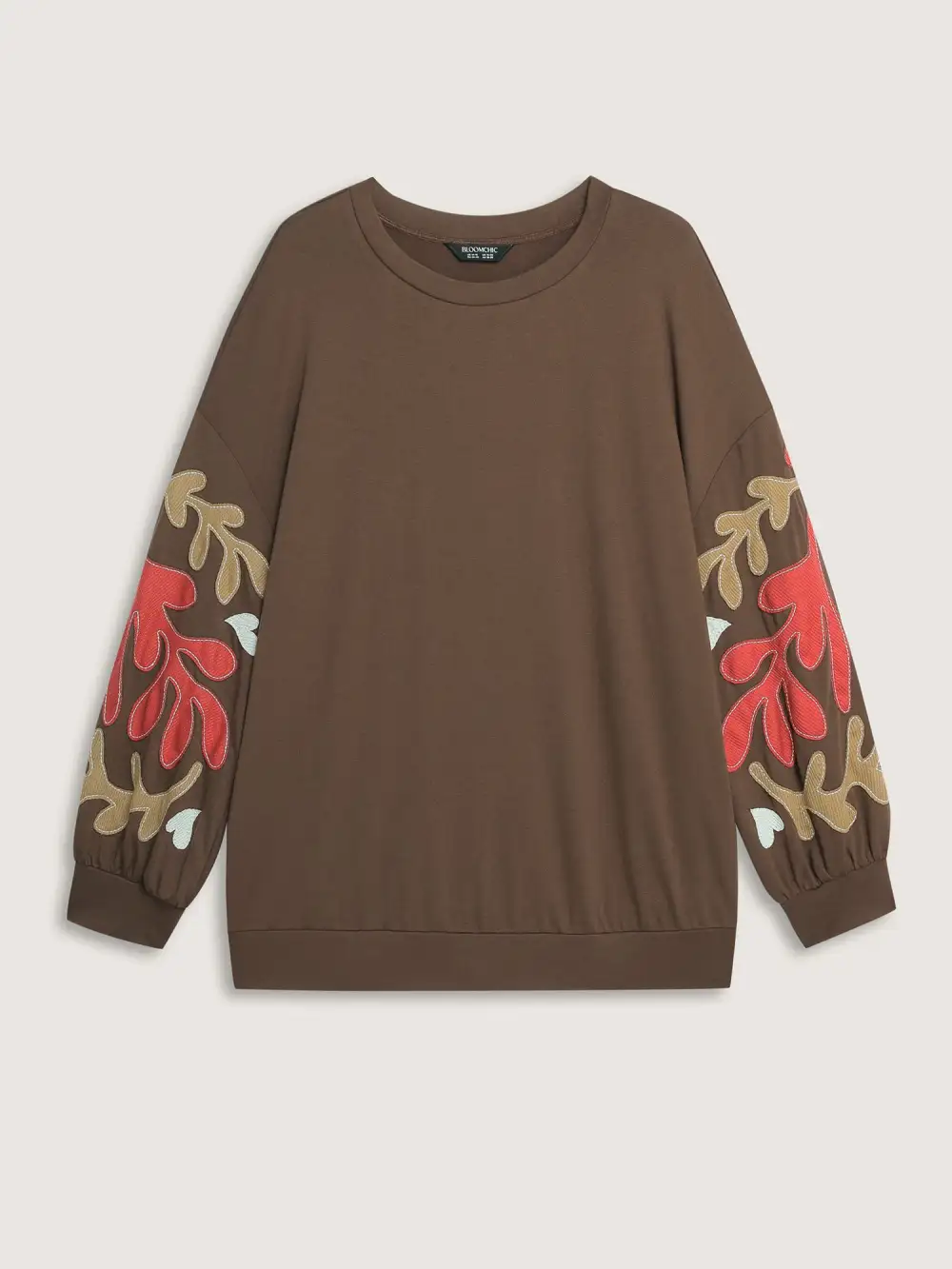Floral Embroidered Patchwork Contrast Sweatshirt
