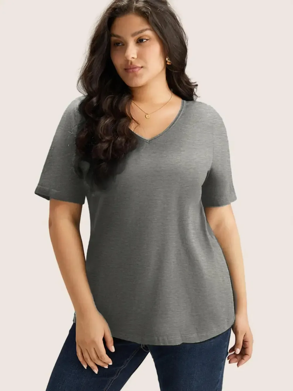 4 Pack Cotton V Neck Plain Basic T-shirt