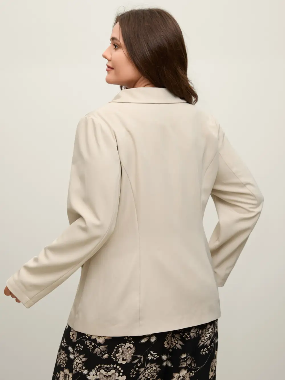 Button Front Pockets Solid Blazer