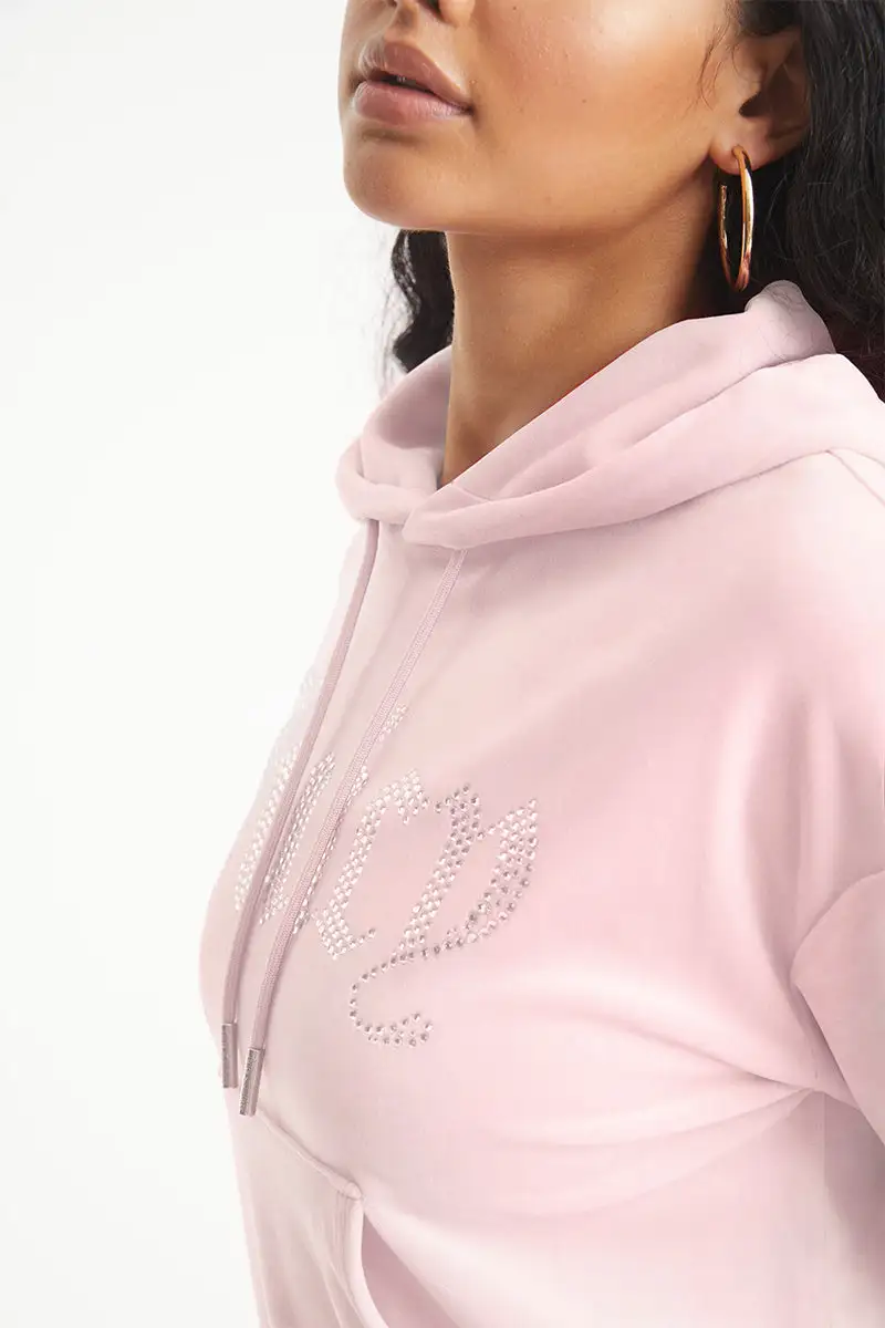 Oversized Big Bling Velour Hoodie