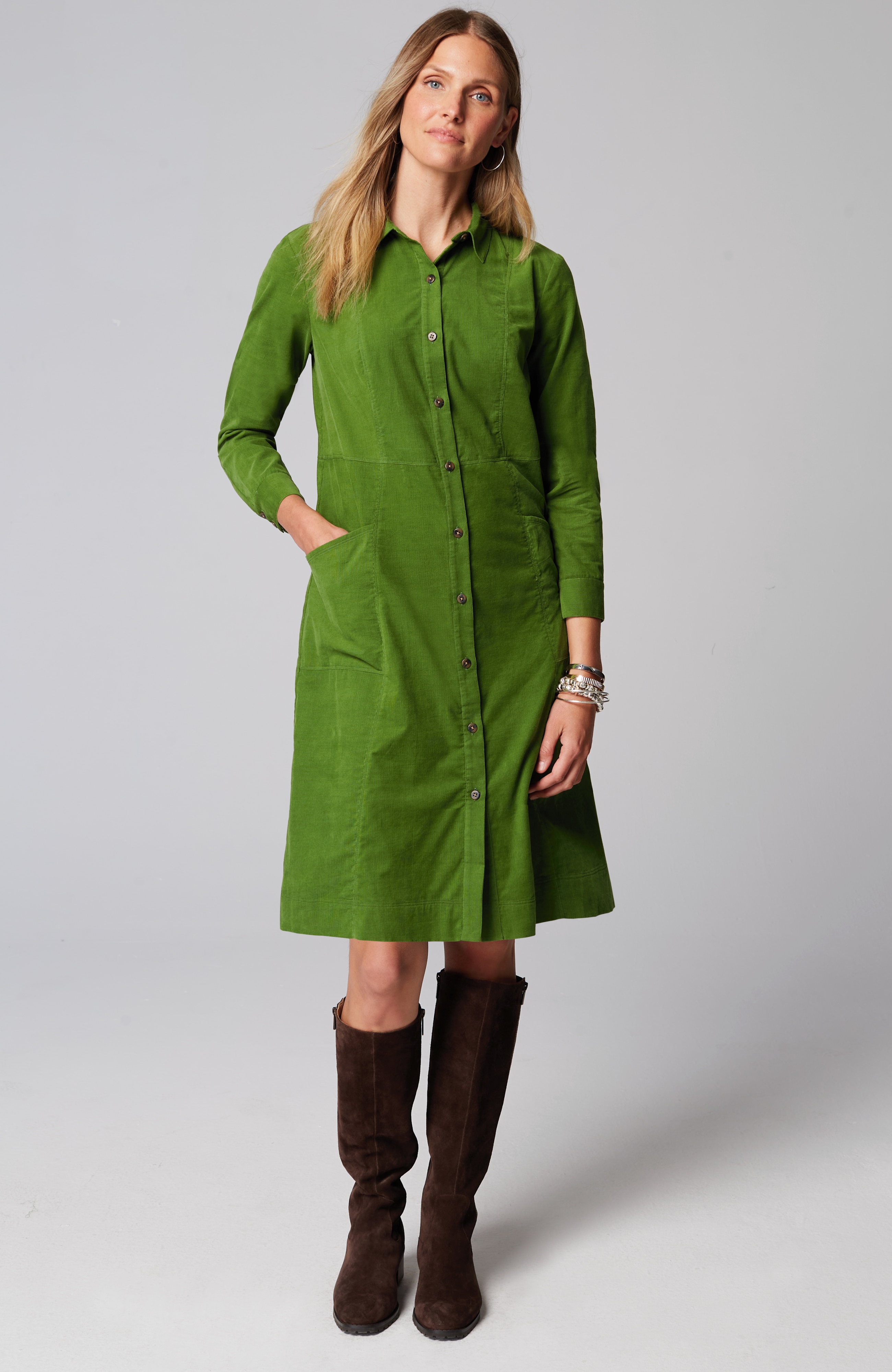 Soft Cord Shirtdress