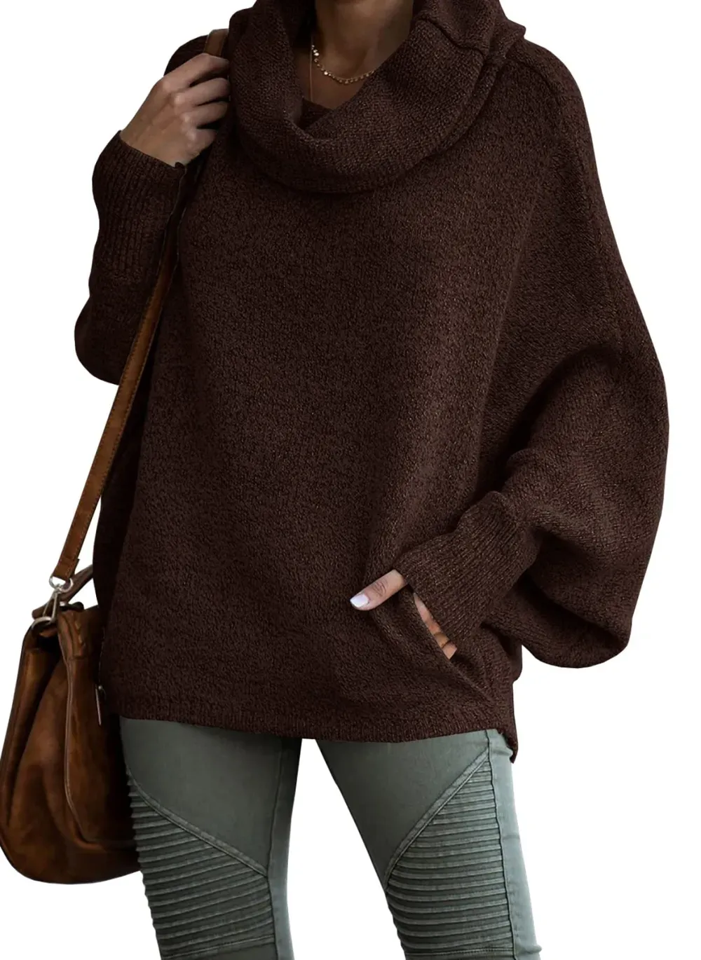 ✨Women's Cashmere Cowl Neck Pullover Sweaters with Pockets