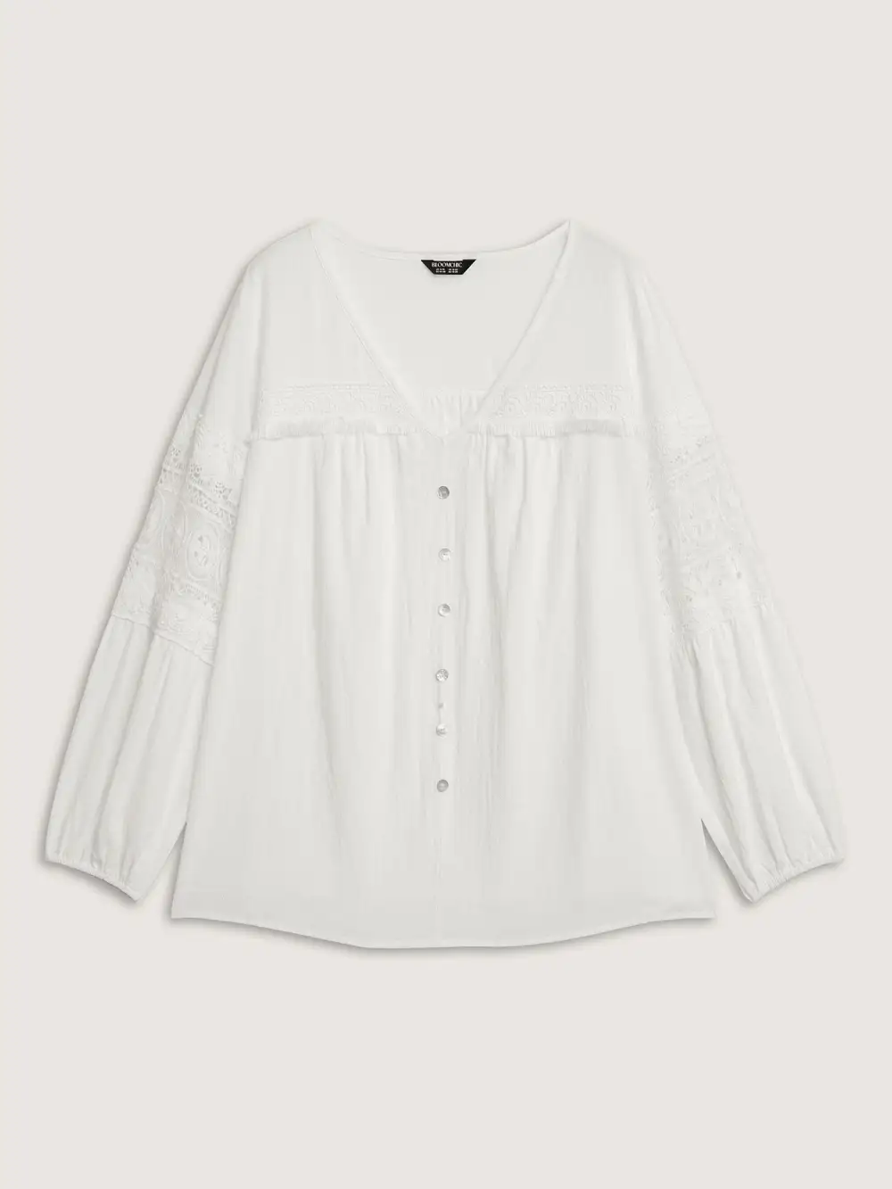 Pure Cotton Sheer Lace Trim Blouse