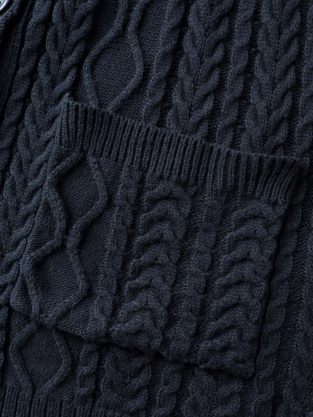 Mixed Texture Cable Stitch Pockets Knit Cardigan