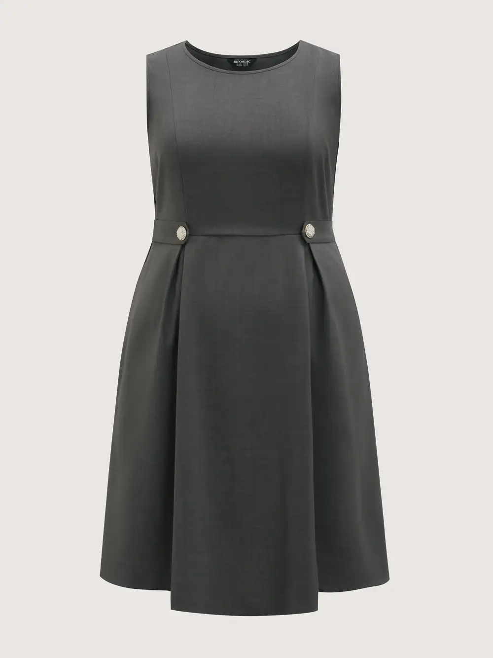 Inner Pleats Waist-Defining Buckle Midi Dress