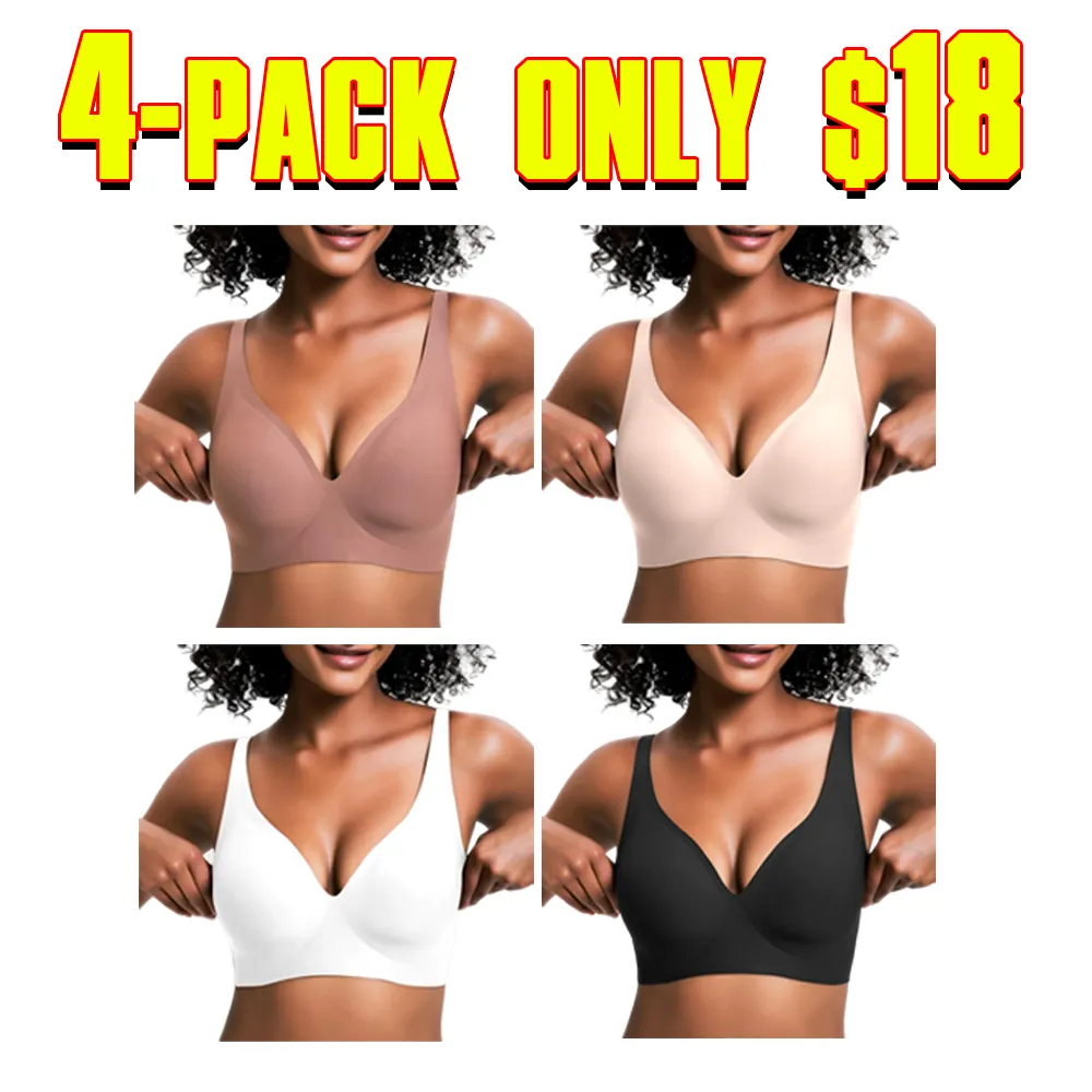 Women's Seamless Push-Up Wireless Bra – Deep V Bralette for Everyday Comfort