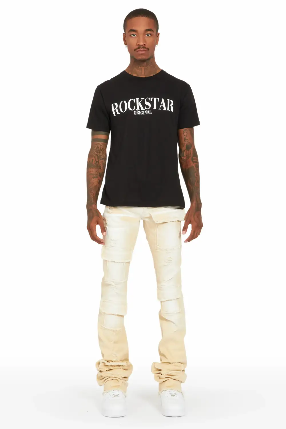 Grant Beige Super Stacked Flare Jean