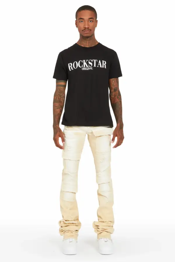 Grant Beige Super Stacked Flare Jean