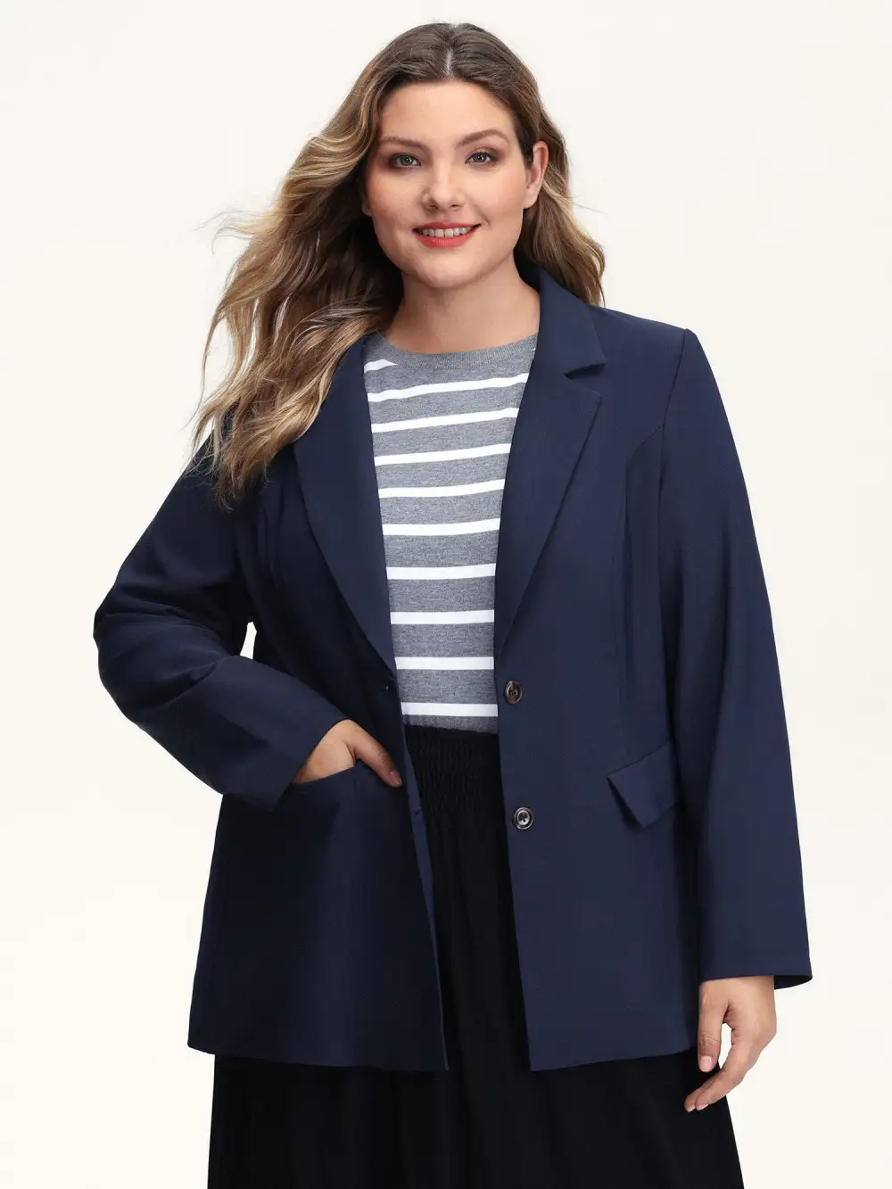 Bowknot Back Split Hem Contrast Blazer