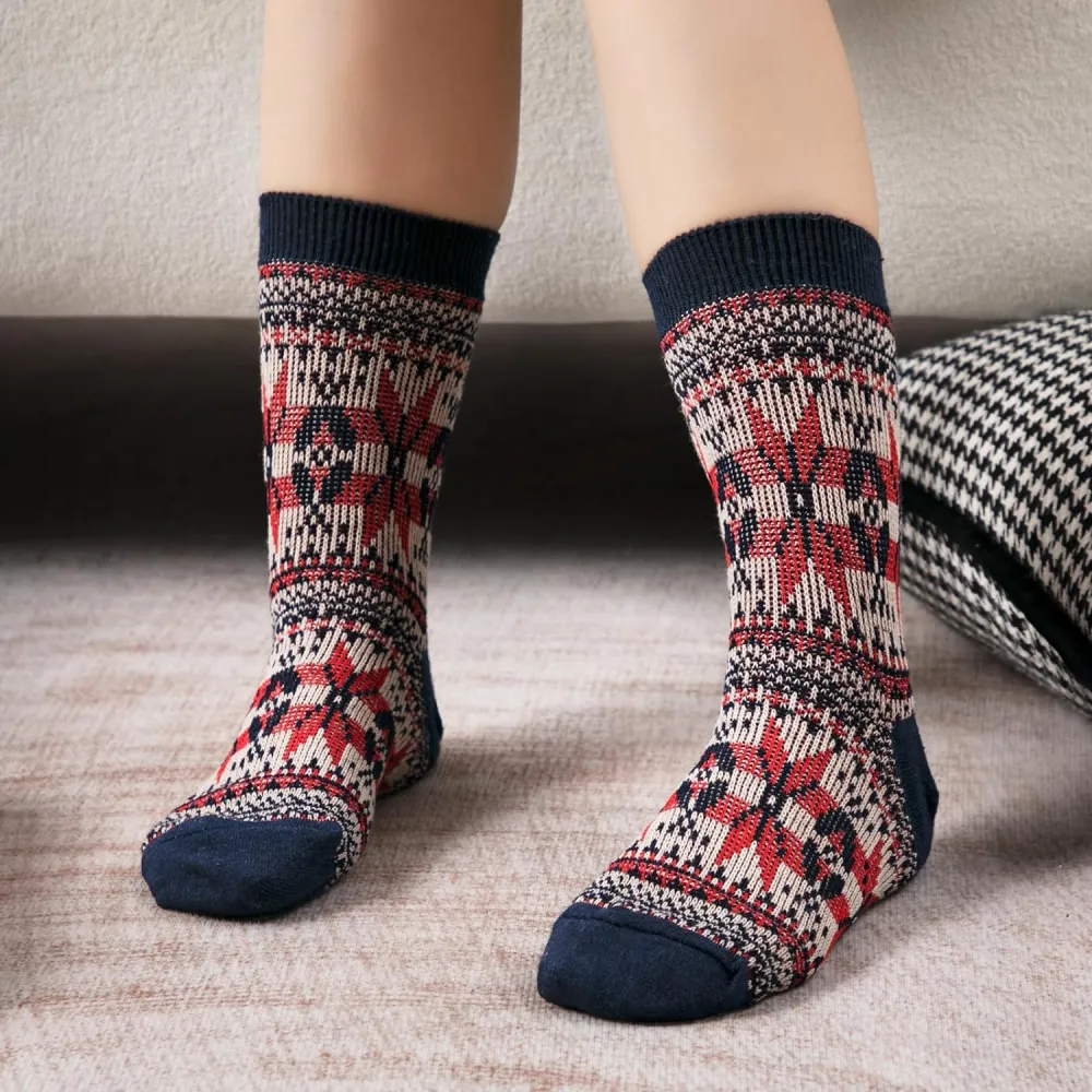 Clothirily Wool Socks- Thick Soft Wool Socks for Women, Vintage Warm Womens Wool Socks, Winter Warm Boot Socks for Women Men