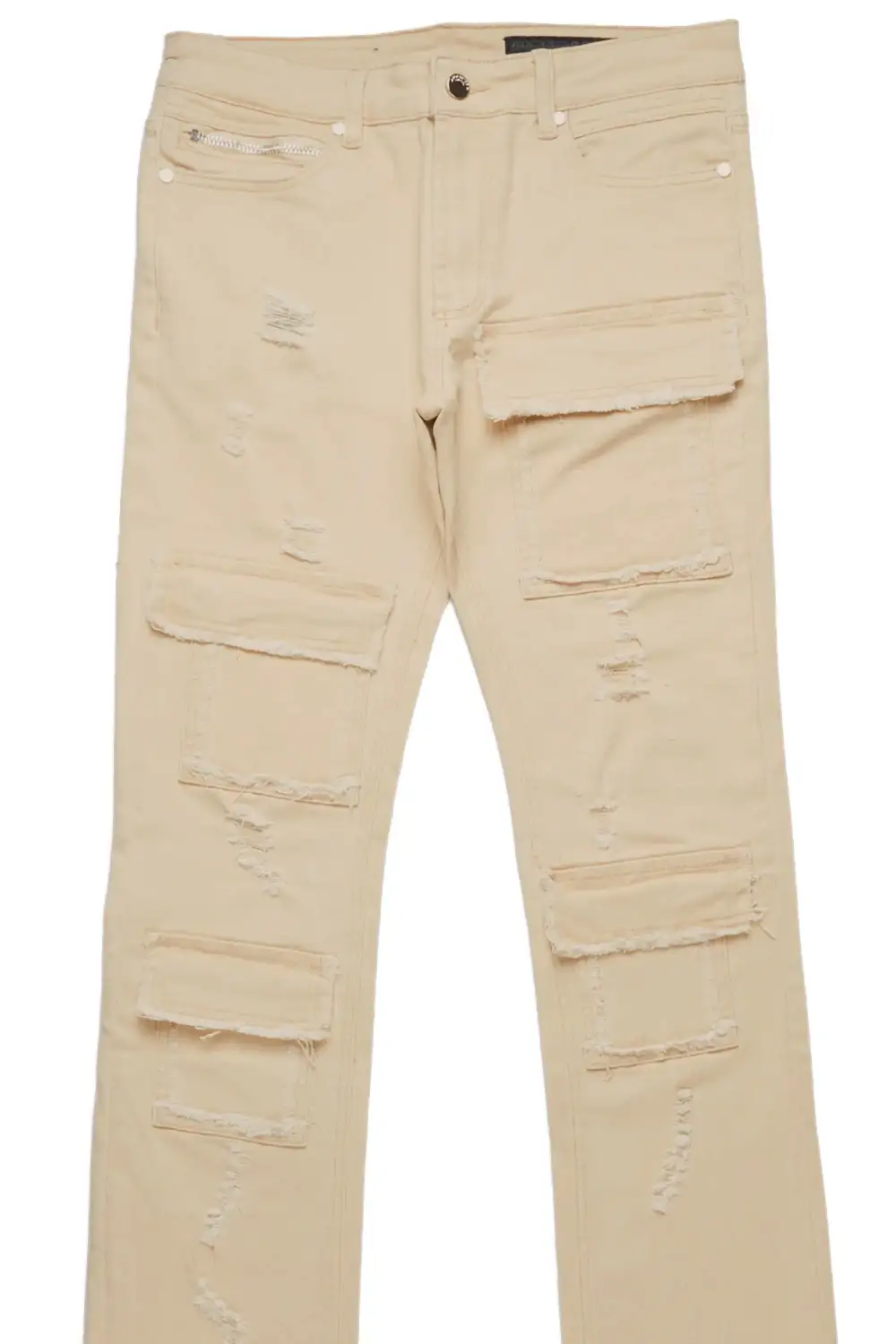 Petrus Beige Super Stacked Flare Jean