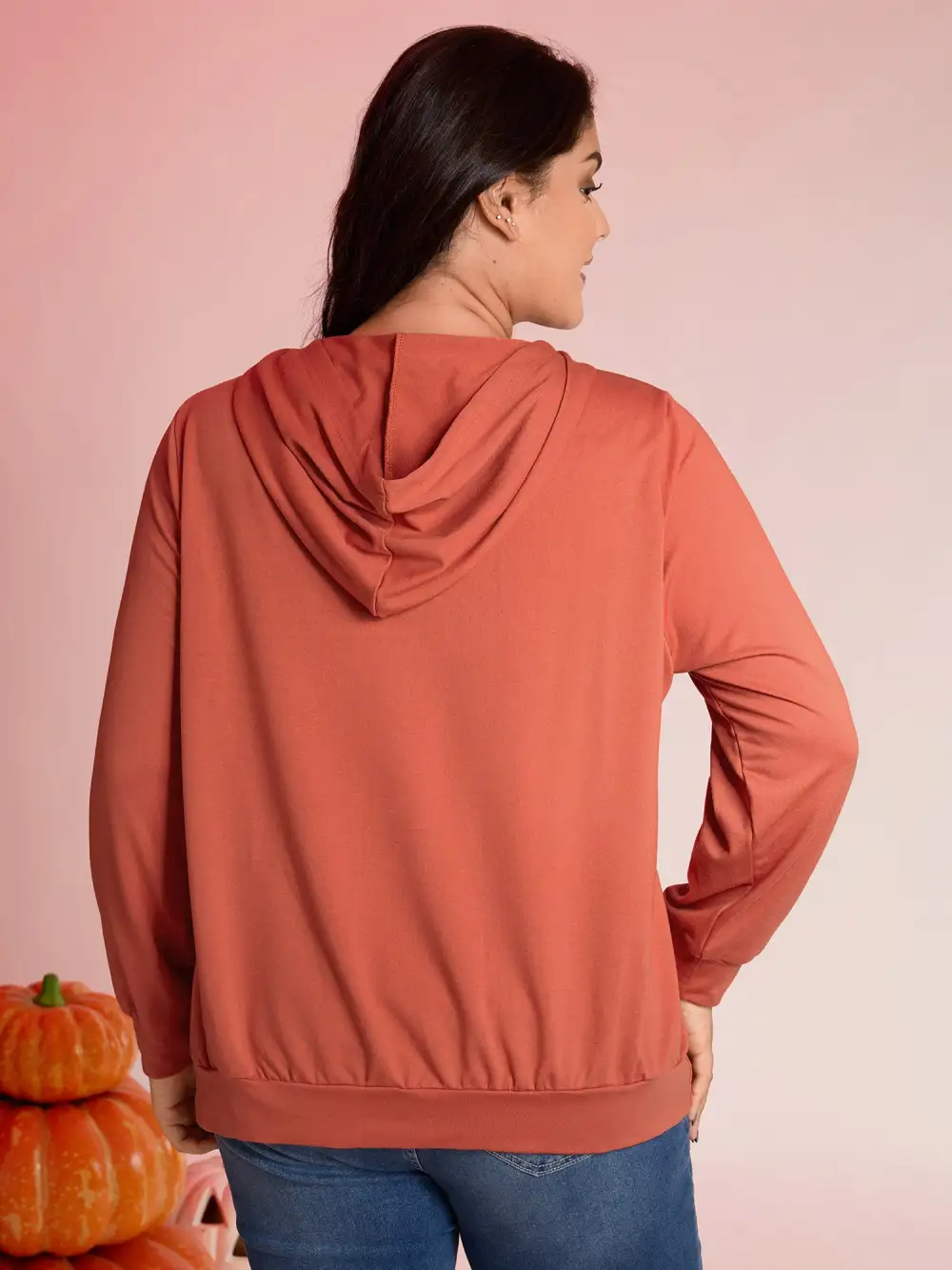 Halloween Ghost Print Solid Hoodie