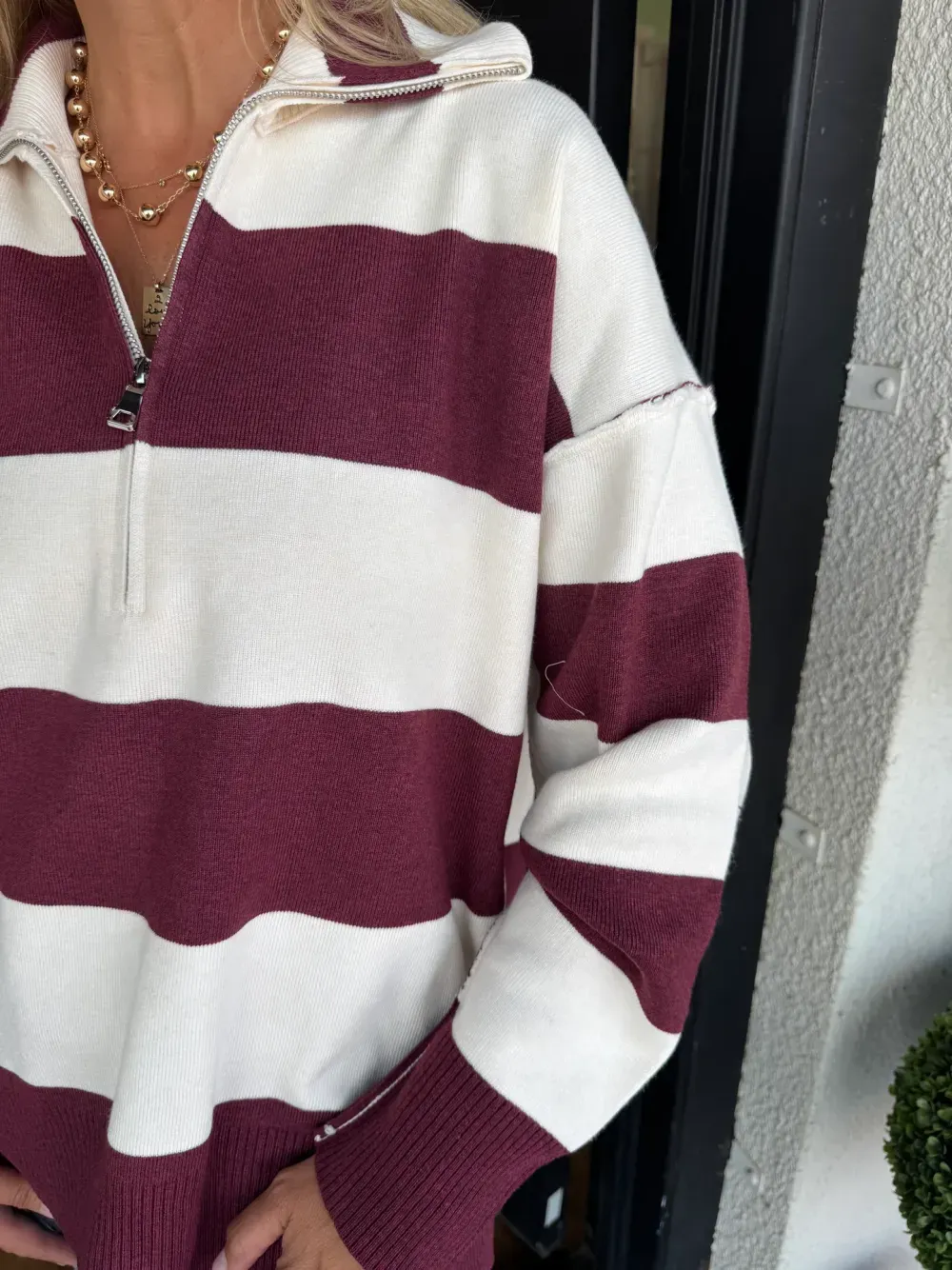 Half Zipper Stripe Pullover
