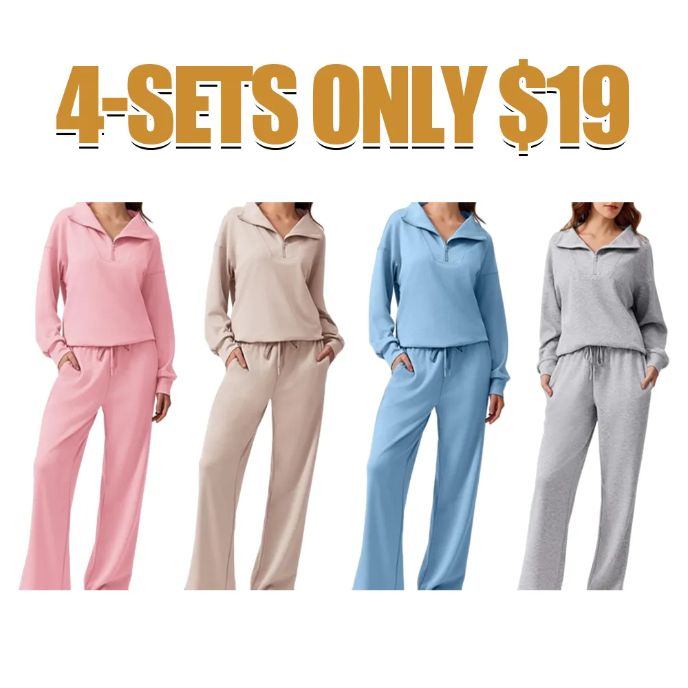 Women’s 2-Piece Sweatsuit – Half-Zip Pullover & Joggers