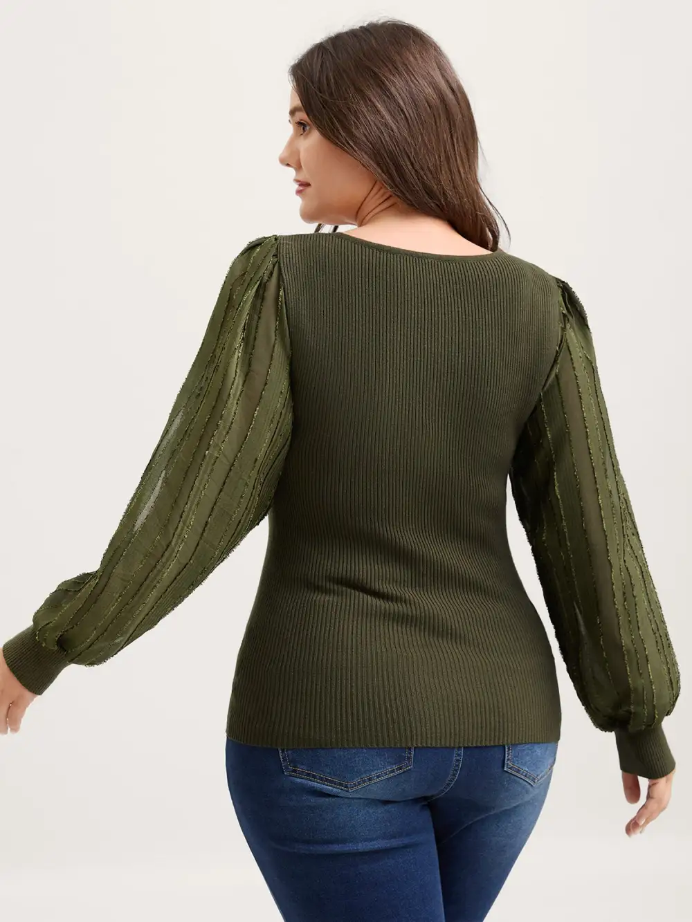 Bodycon Fit Textured Square Neck Pullover