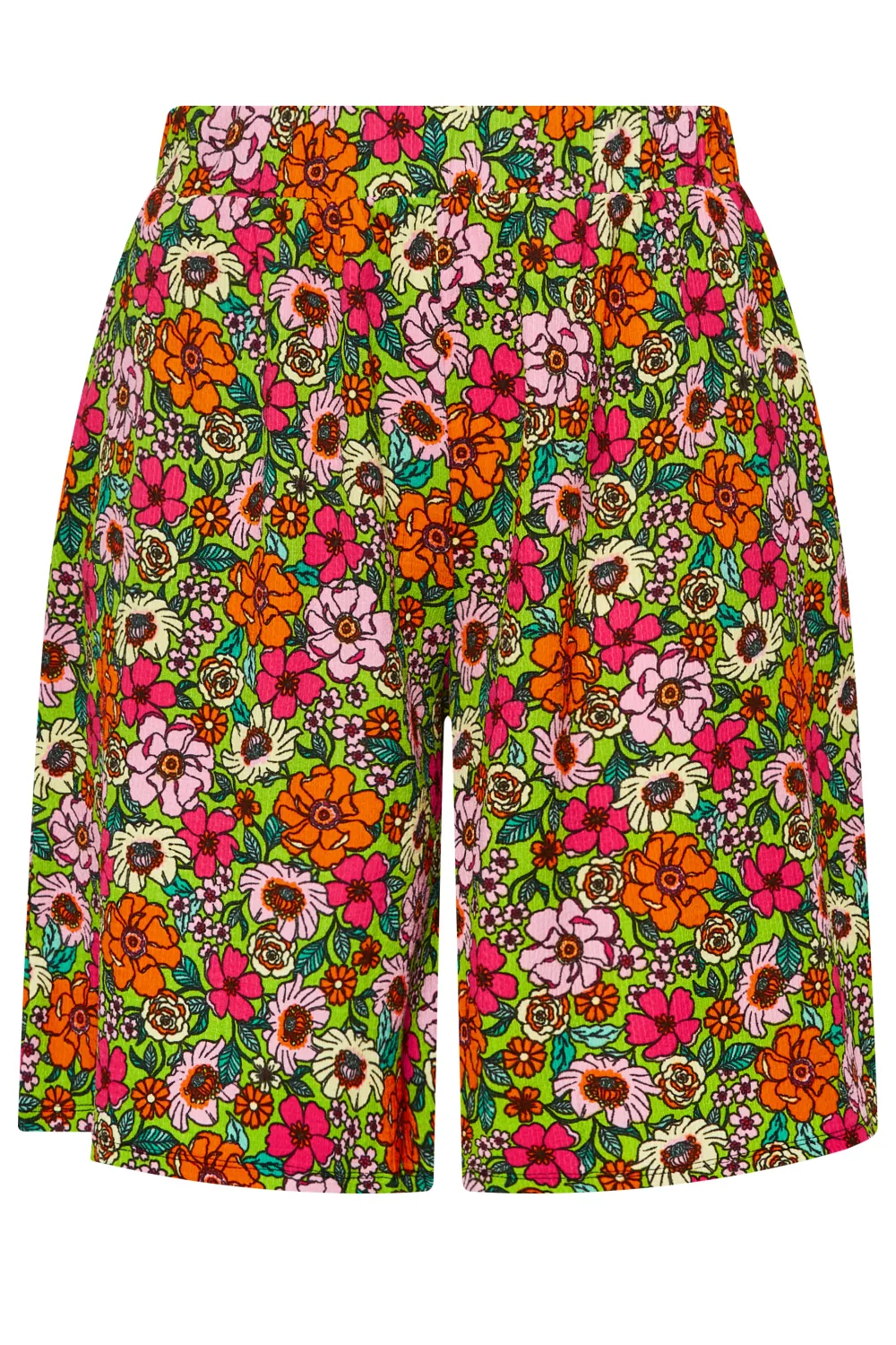 YOURS Curve Green Floral Print Pull On Shorts