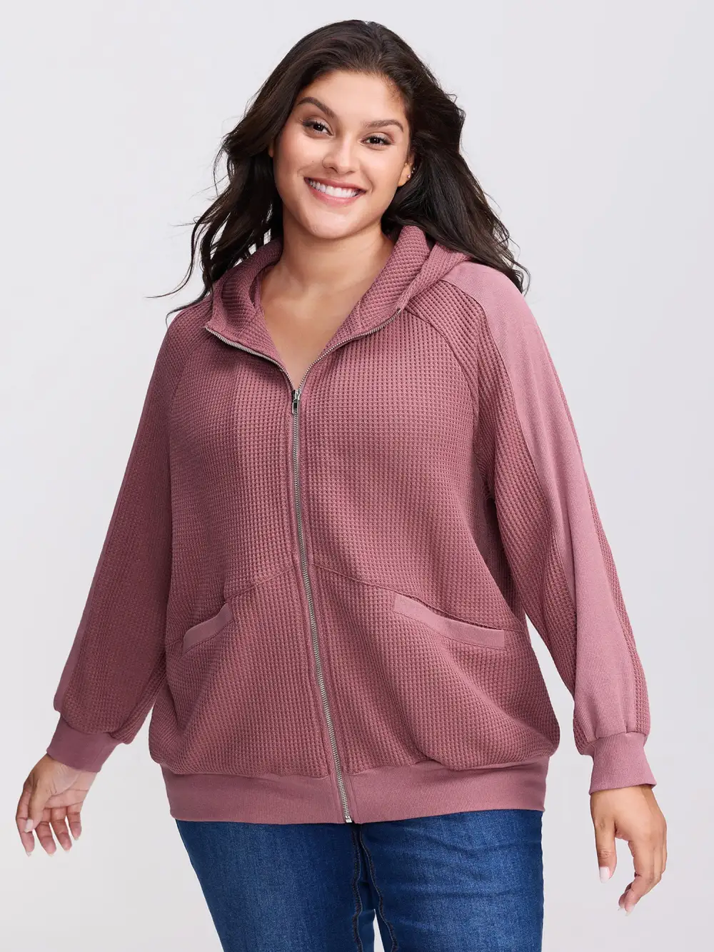 Waffle Weave Blend Pockets Jacket