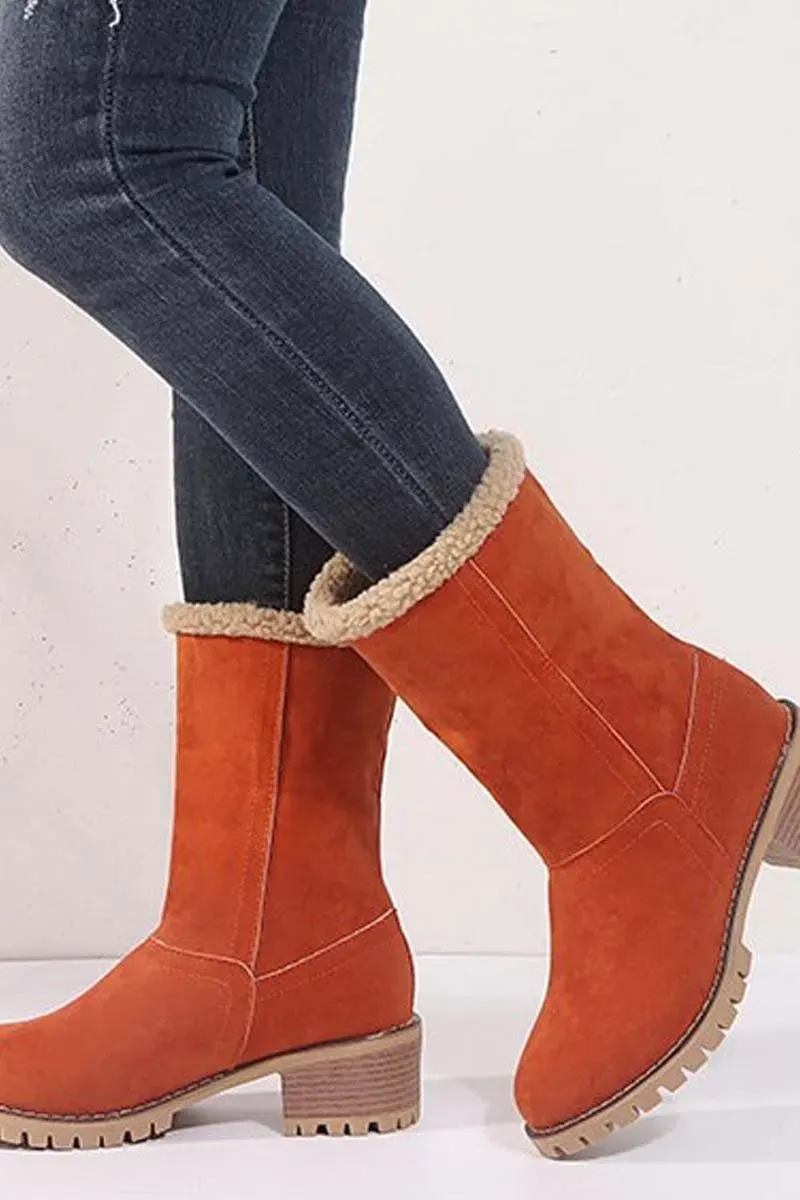 🔥Last Day Specials👢Women's thick heel high heel snow boots women's two-wear plus velvet warm mid-calf boots