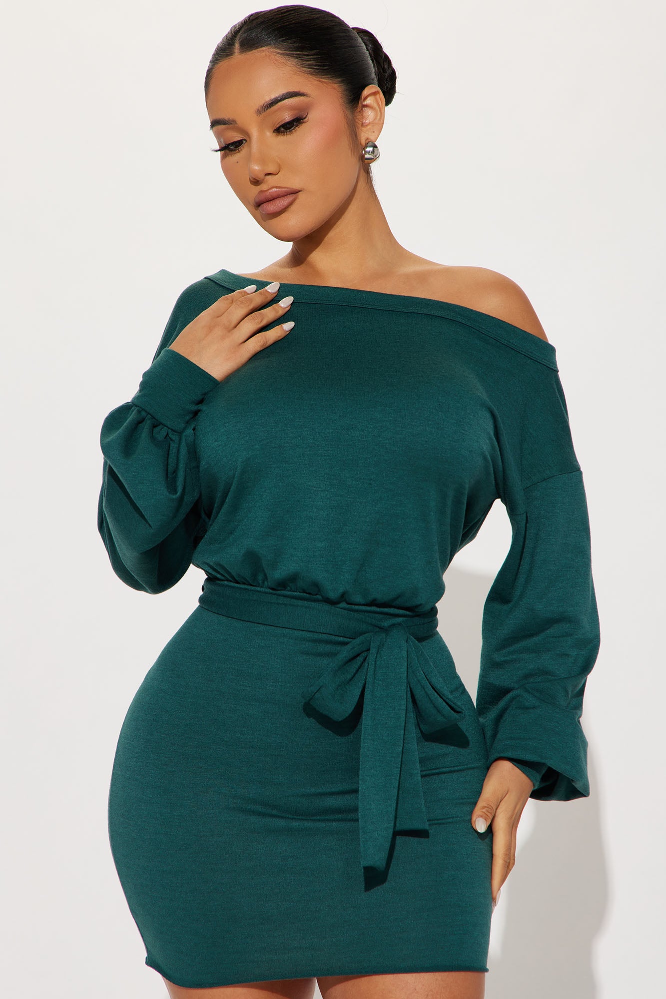 Kourtney French Terry Mini Dress - Hunter