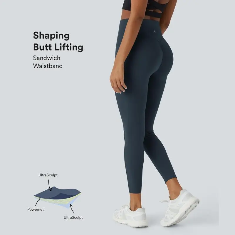 Women's High-Waisted Scrunch Butt Lifting Leggings with Tummy Control & Pockets – Seamless Front, Ultra-Sculpt Fit
