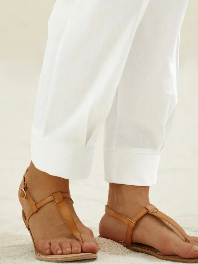 Daily Casual Plain Cotton High Waist Straight Tapered Cropped Pant