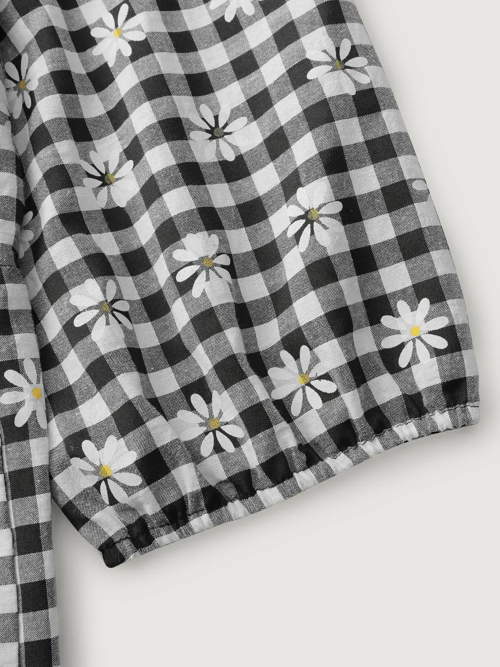 Plaid Floral High-Waist Midi Dress