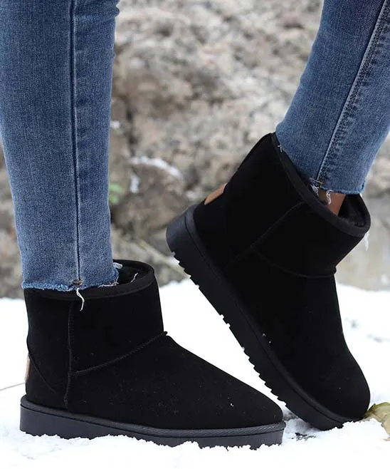 Black Faux Fur-Lined Snow Boot - Women