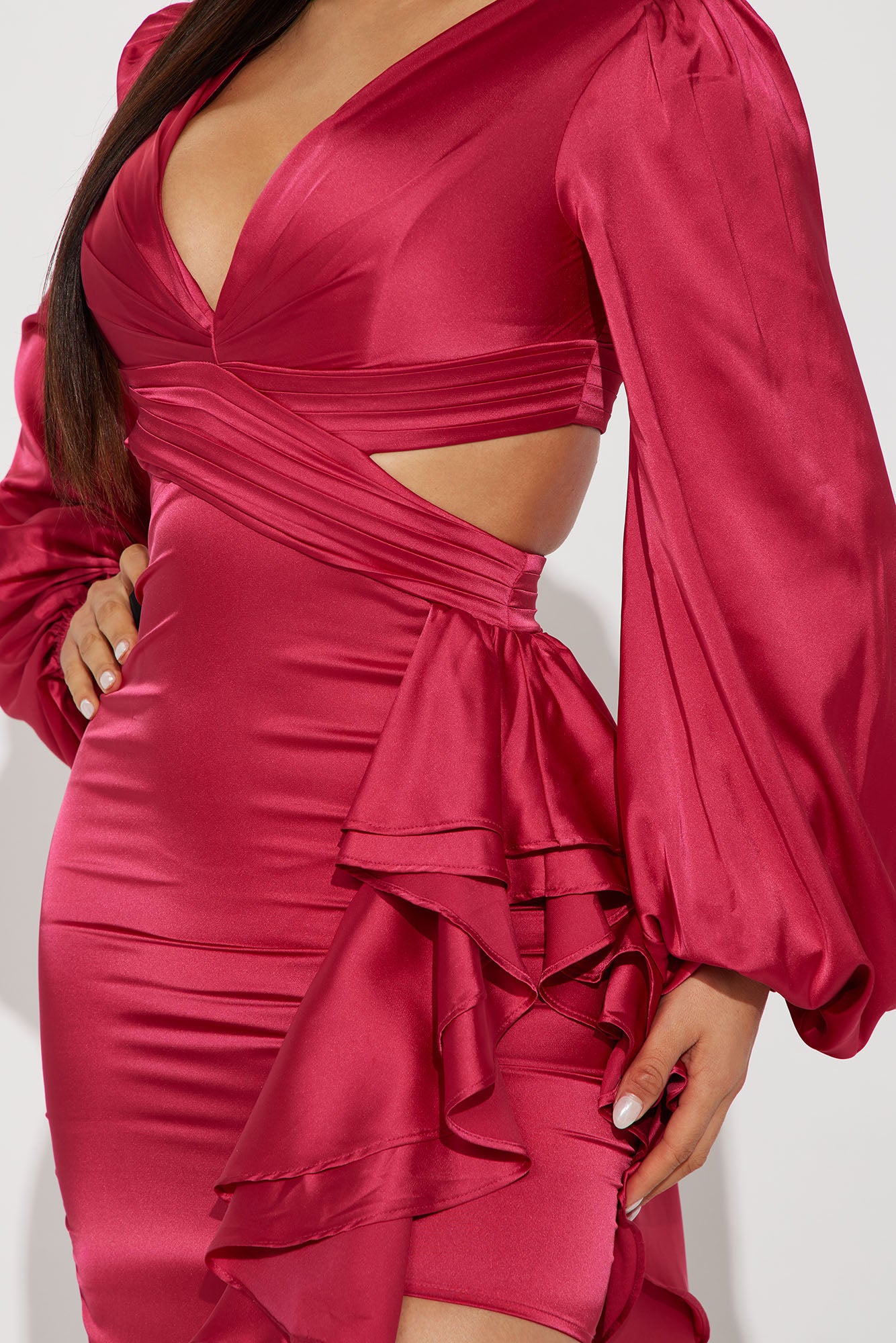 London Ruffle Maxi Dress - Raspberry