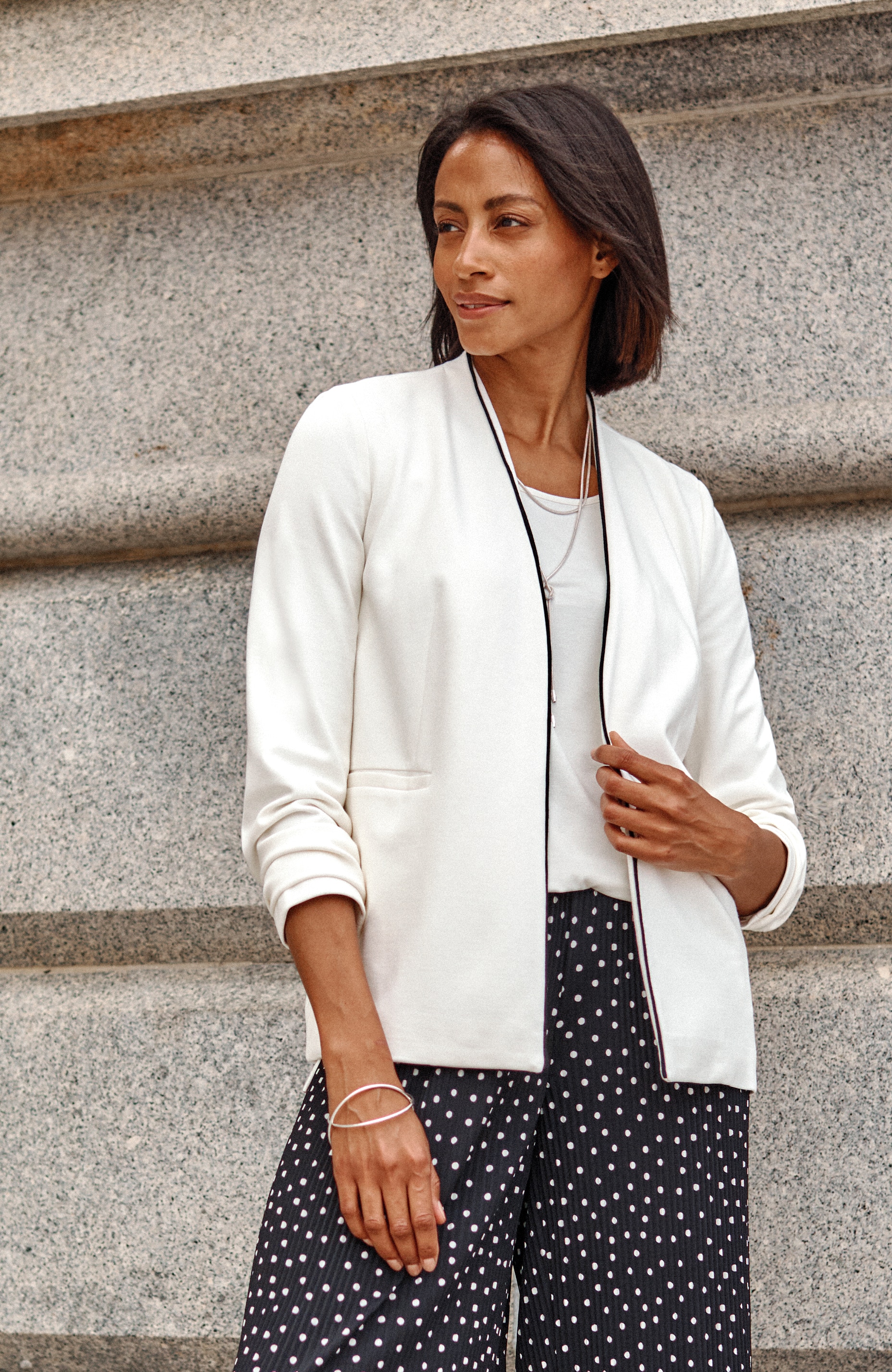 Wearever Piped-Trim Blazer