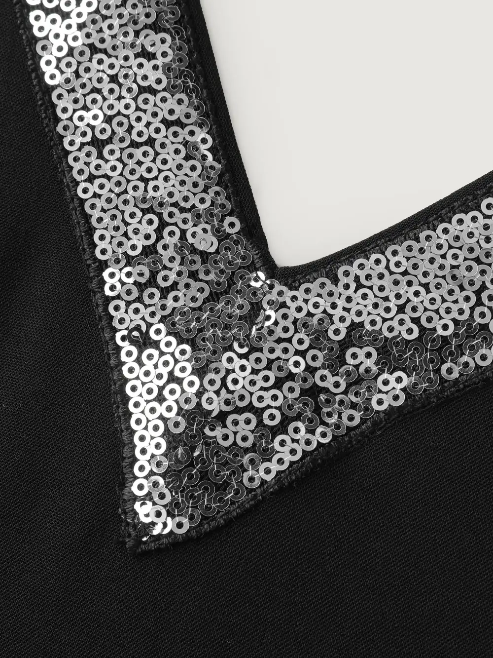 Sequin Neckline Petal Flowy Hem Jumpsuit