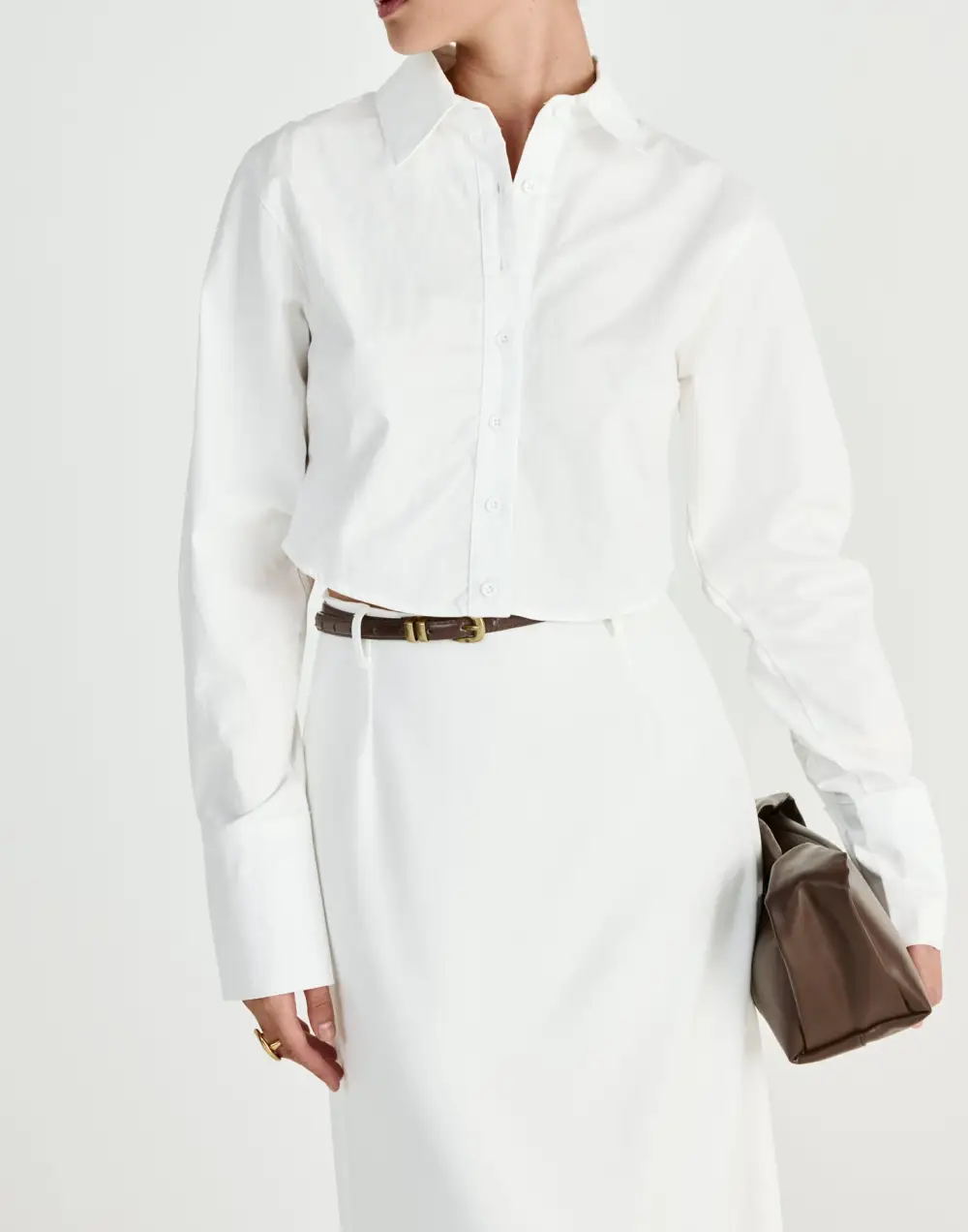 Casual Simple Cropped Shirt Top