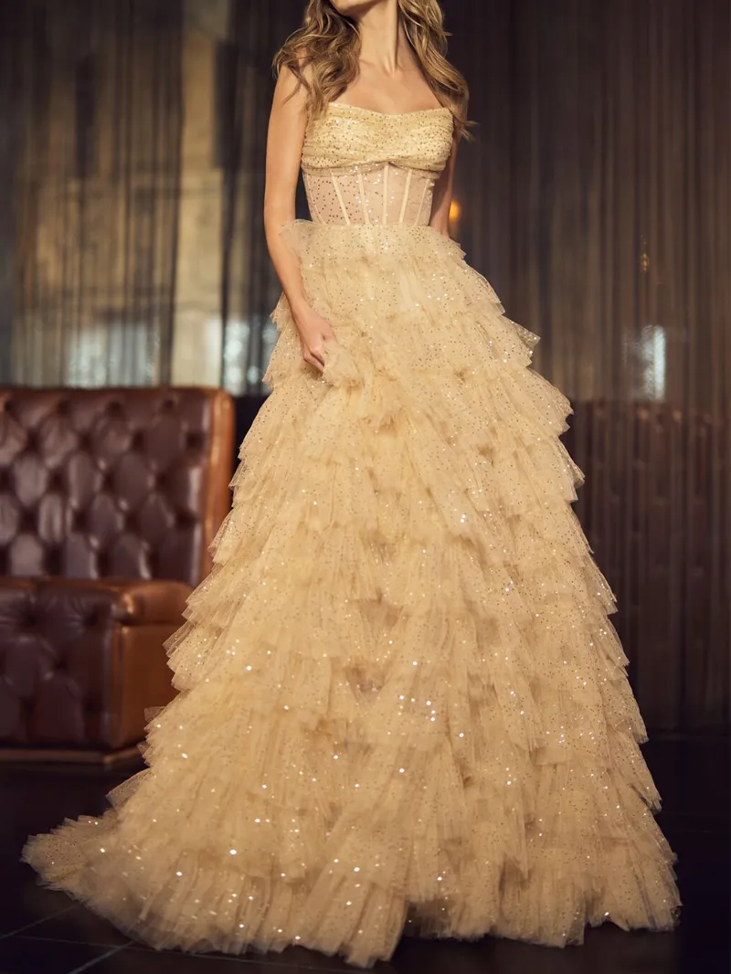 Women's Reception Banquet Evening Gown Tube Top Dress