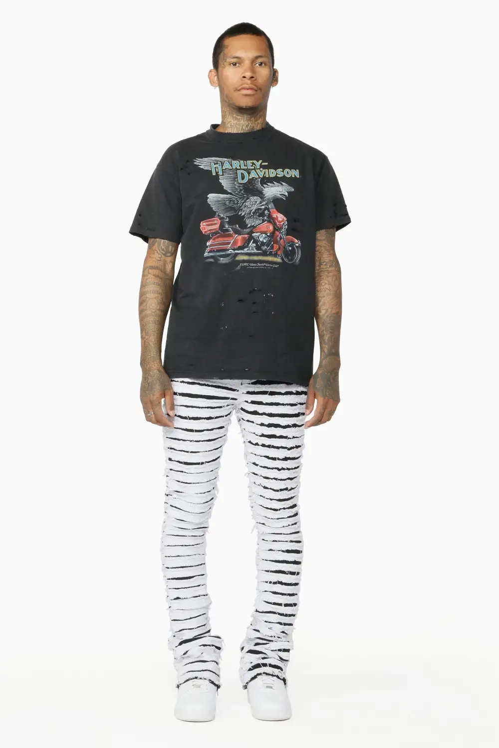 Kunno White Stacked Flare Jean