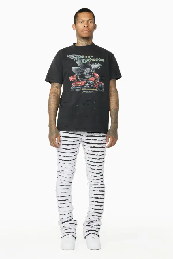 Kunno White Stacked Flare Jean