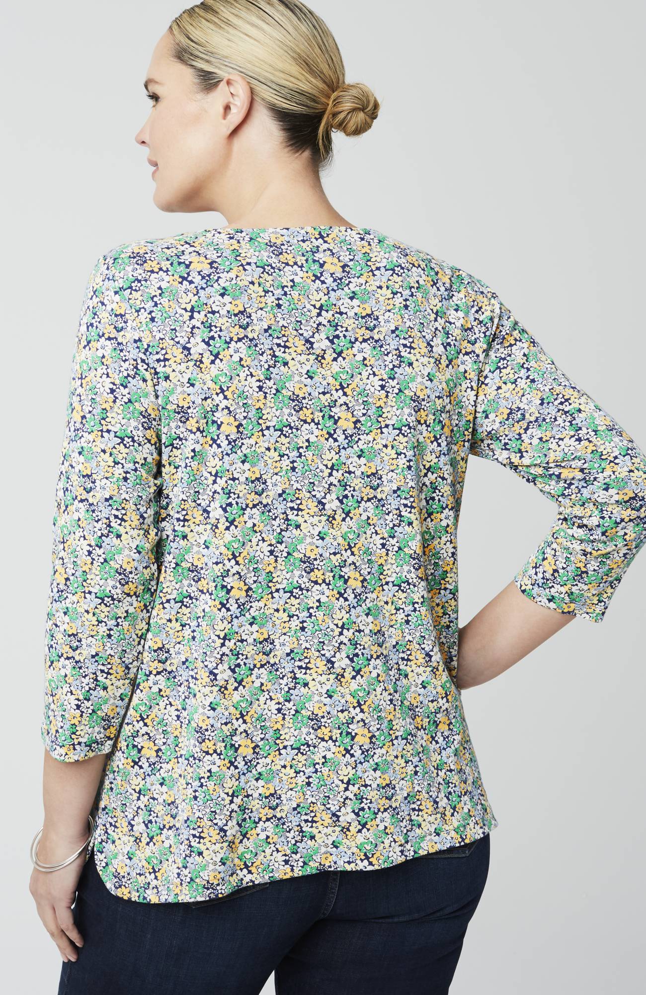 pima 3/4-sleeve v-neck tee