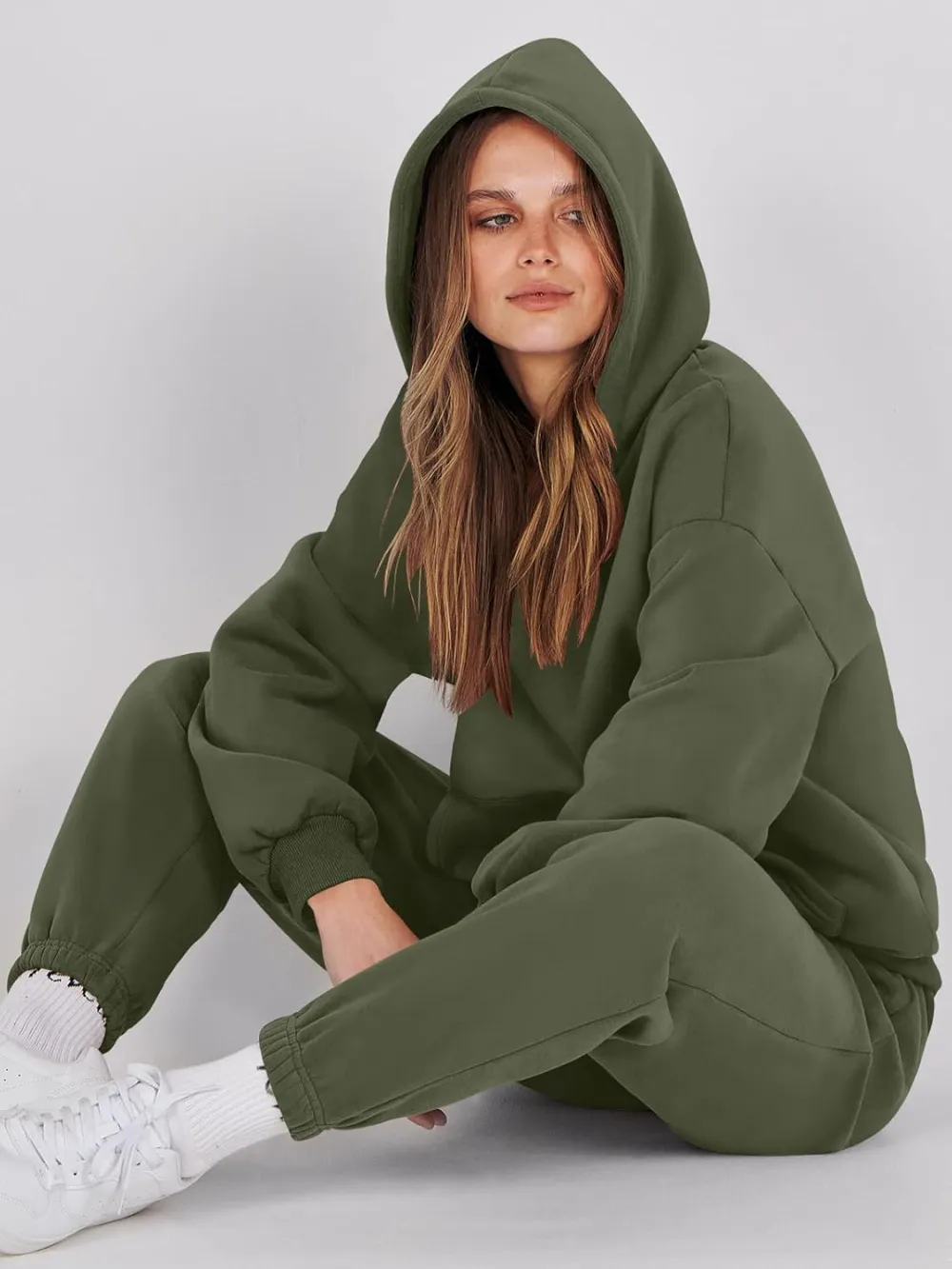 (Clearance Sale $1.99⚡) 2024 Women's Fall Oversized Casual Hoodie Two Piece Sweatshirt Jogging Pants Sweatshirt Set