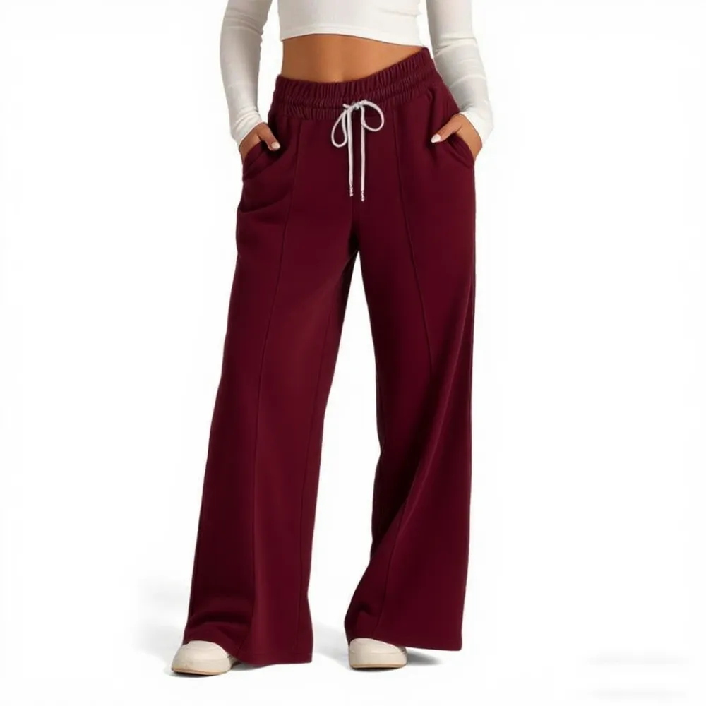 Women's Wide Leg Solid Lounge Sweatpants with Pockets