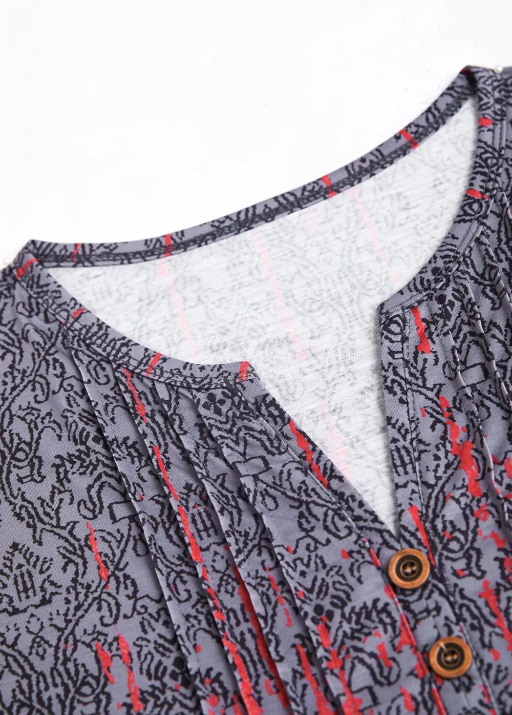 Deep Red Tuck Stitch Ombre Short Sleeve T Shirt