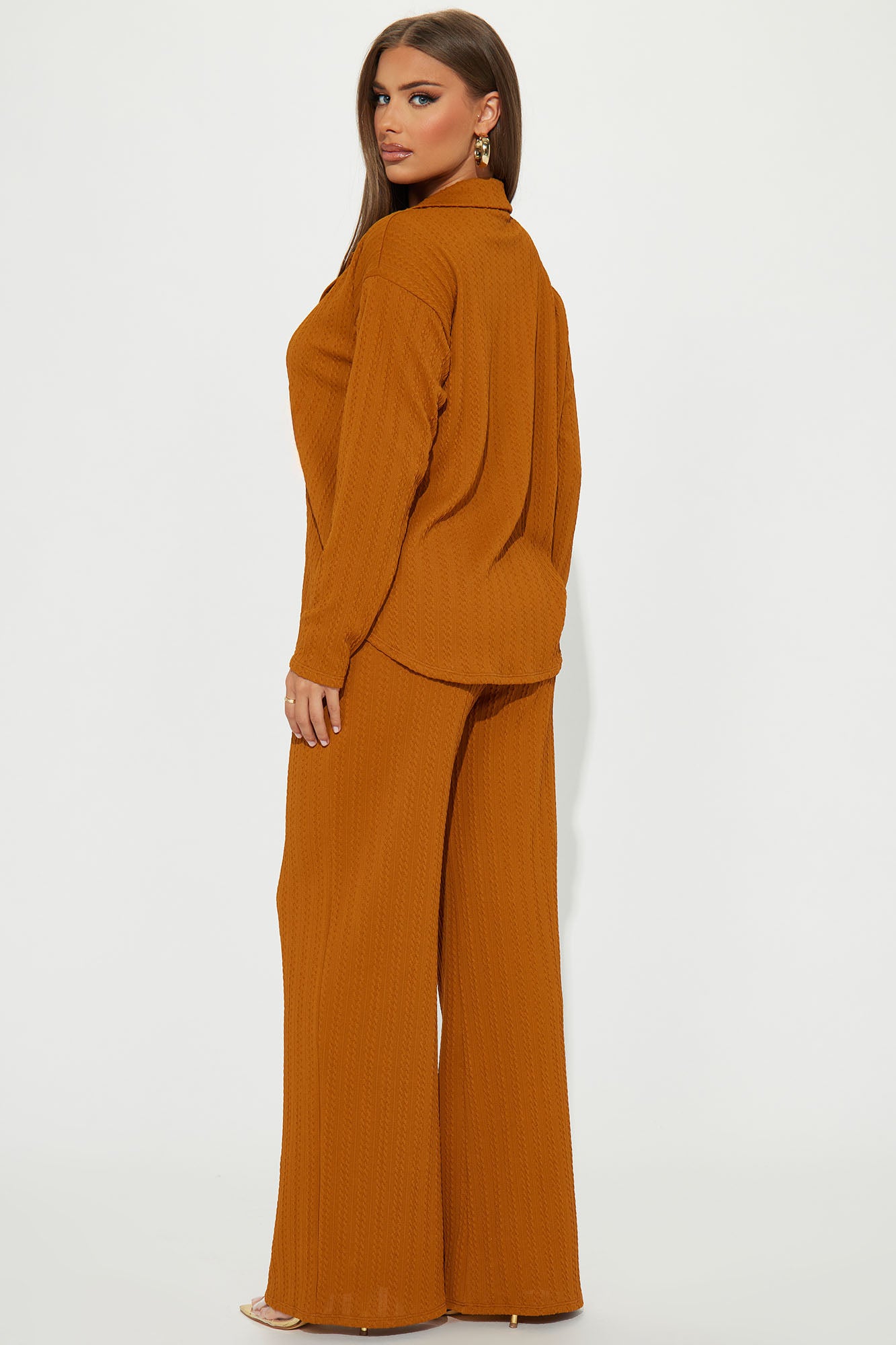 Everlasting Textured Pant Set - Brown
