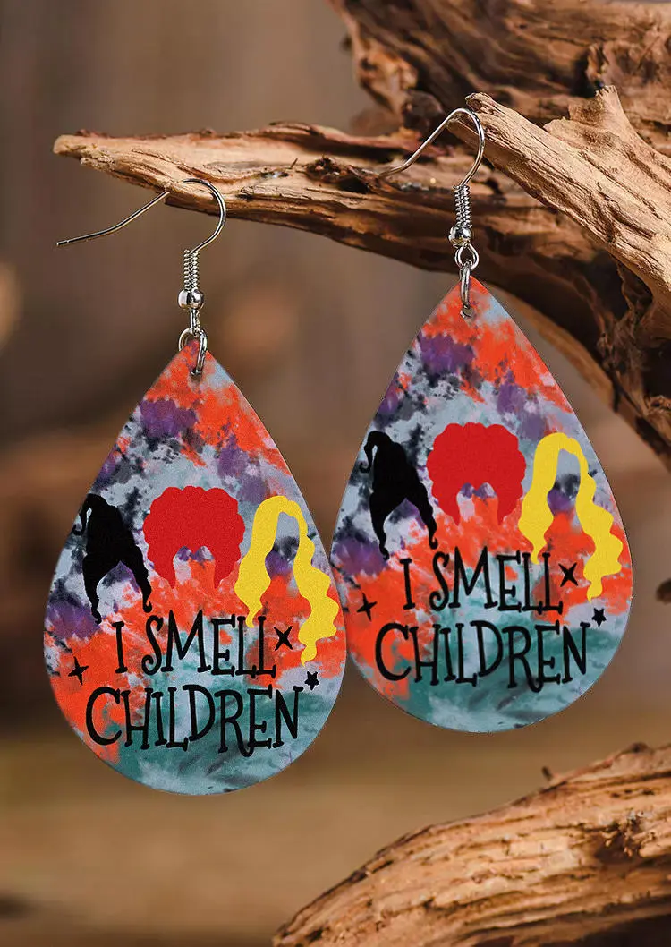 Halloween I Smell Children Acrylic Water Drop Earrings