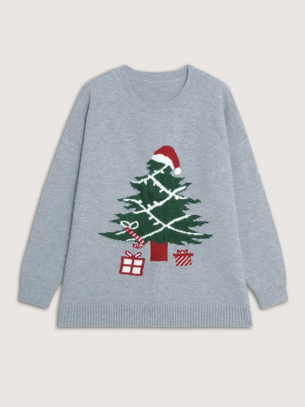 Holiday Tree Jacquard Round Neck Pullover