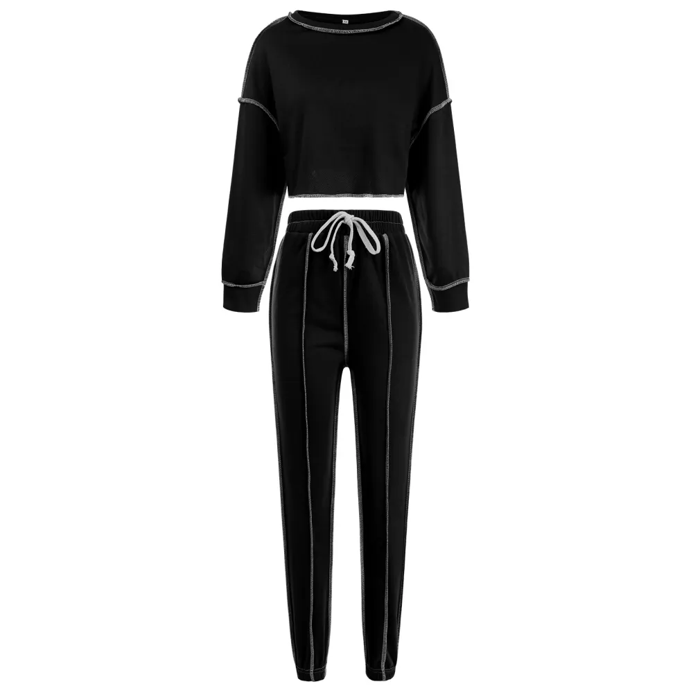 Casual Crop Top And Pants Sports Suit
