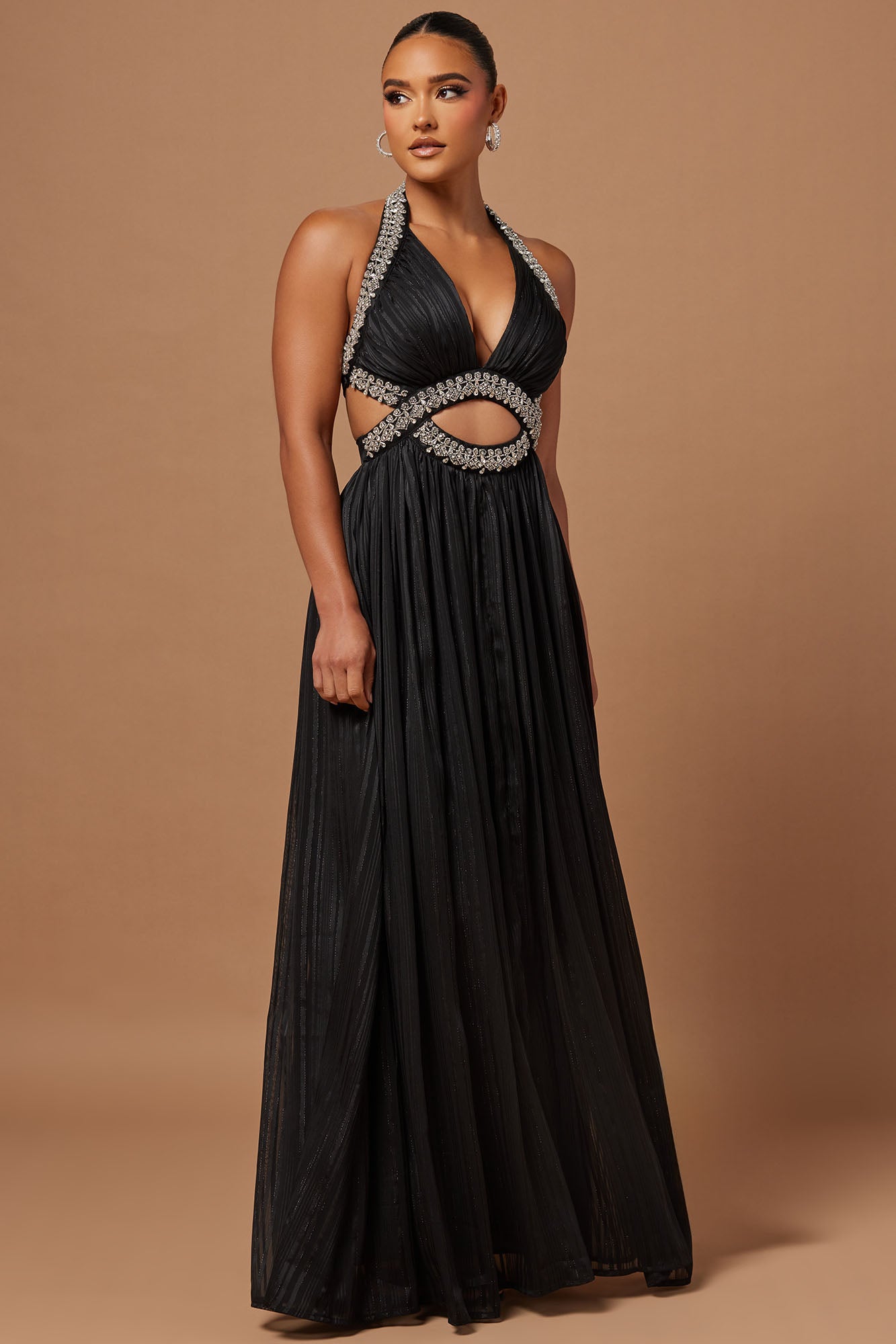 Ava Embellished Gown - Black