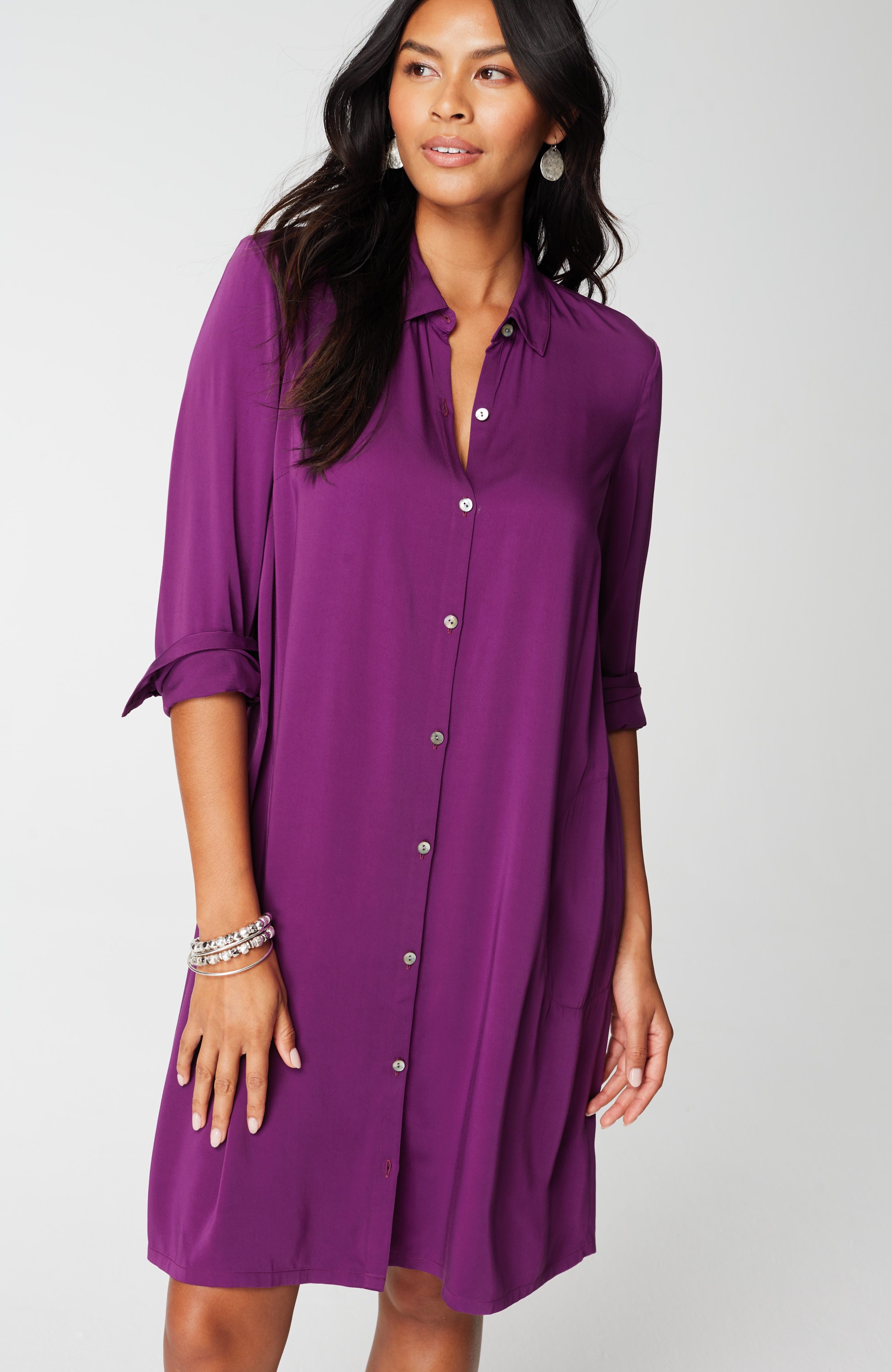 Satin A-Line Shirtdress