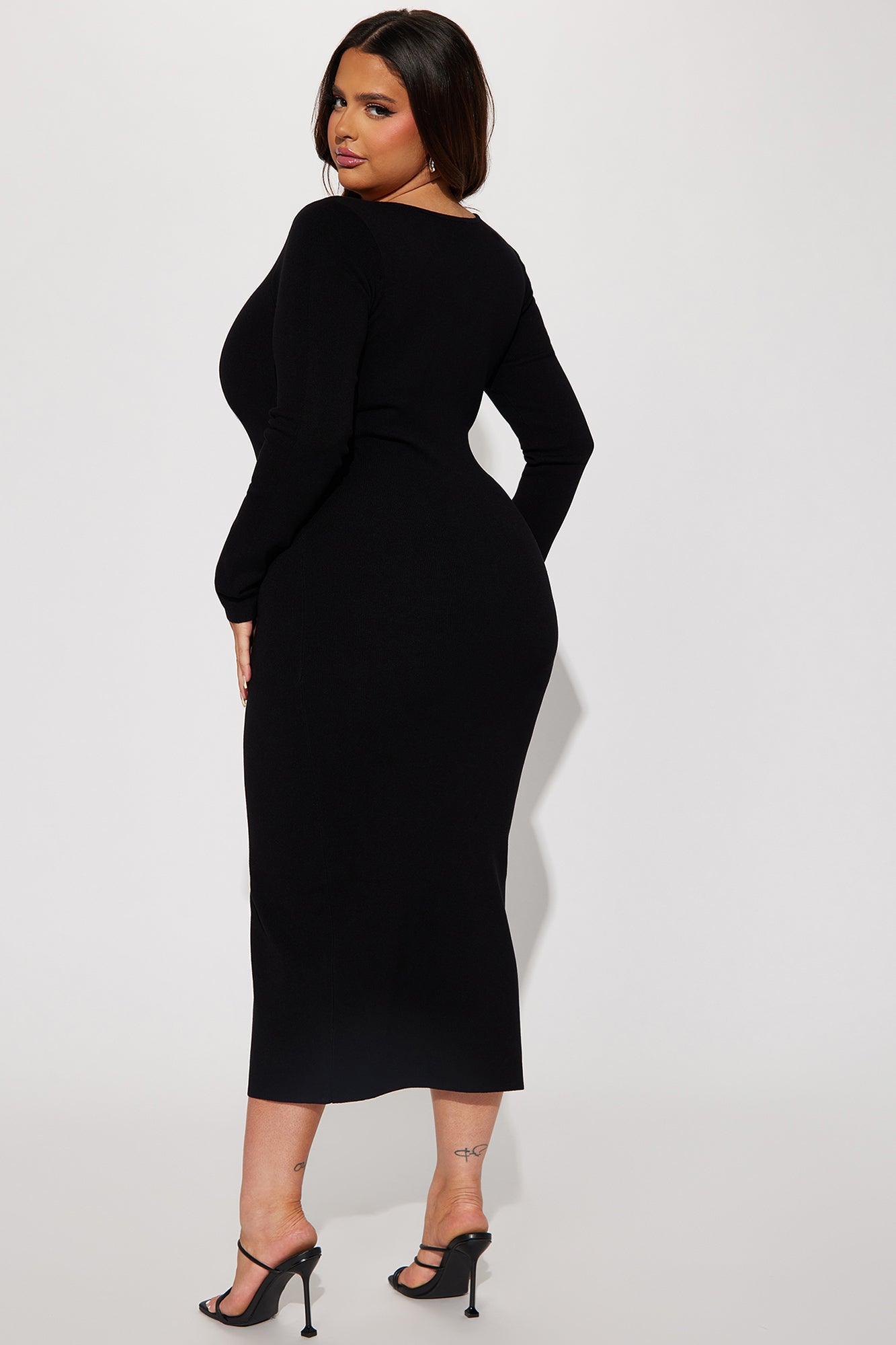Eve Cutout Knit Midi Dress - Black