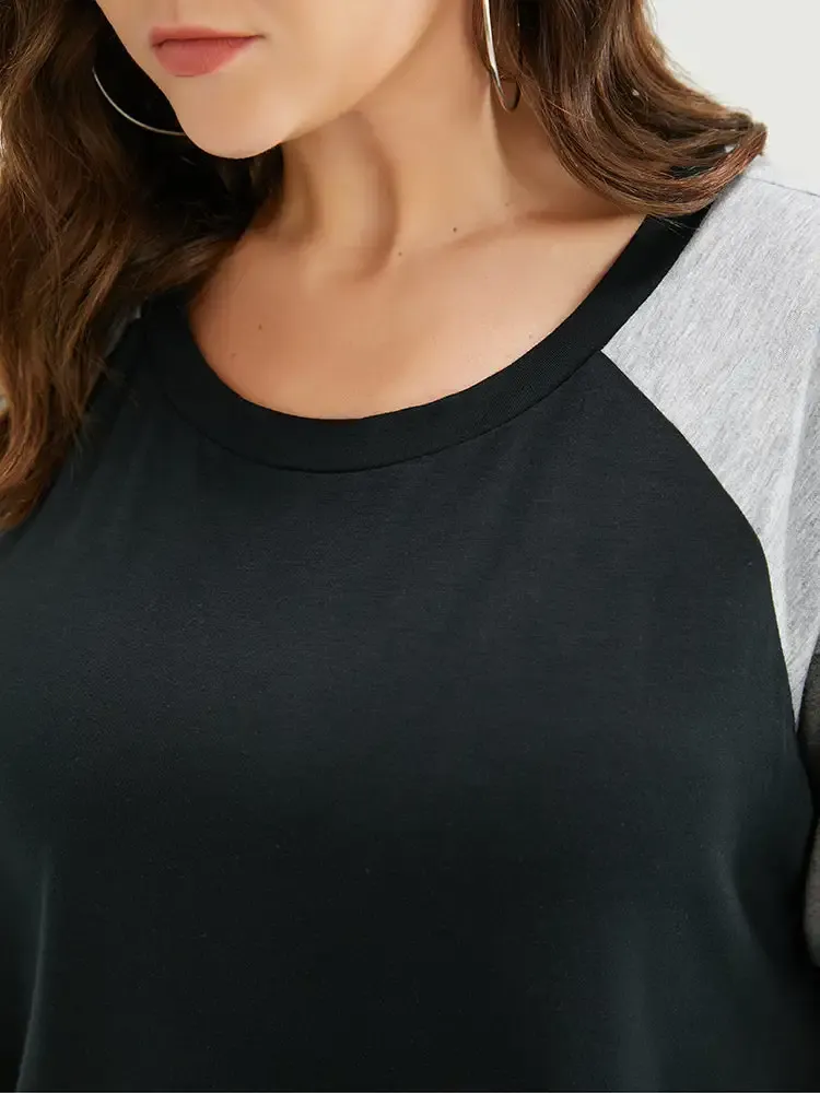 Colorblock Contrast Crew Neck Raglan Sleeve T-shirt