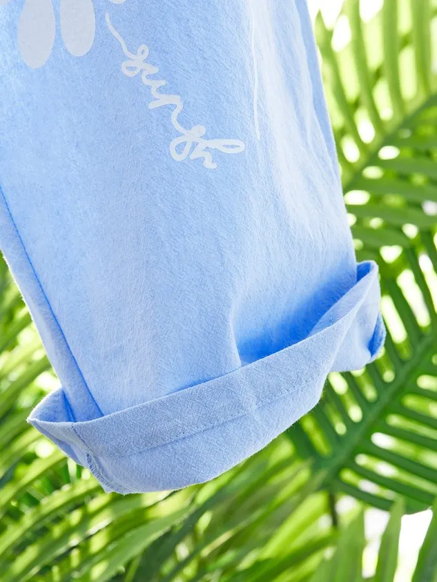 Casual FLoral Baggy Cotton Linen Cropped Pant