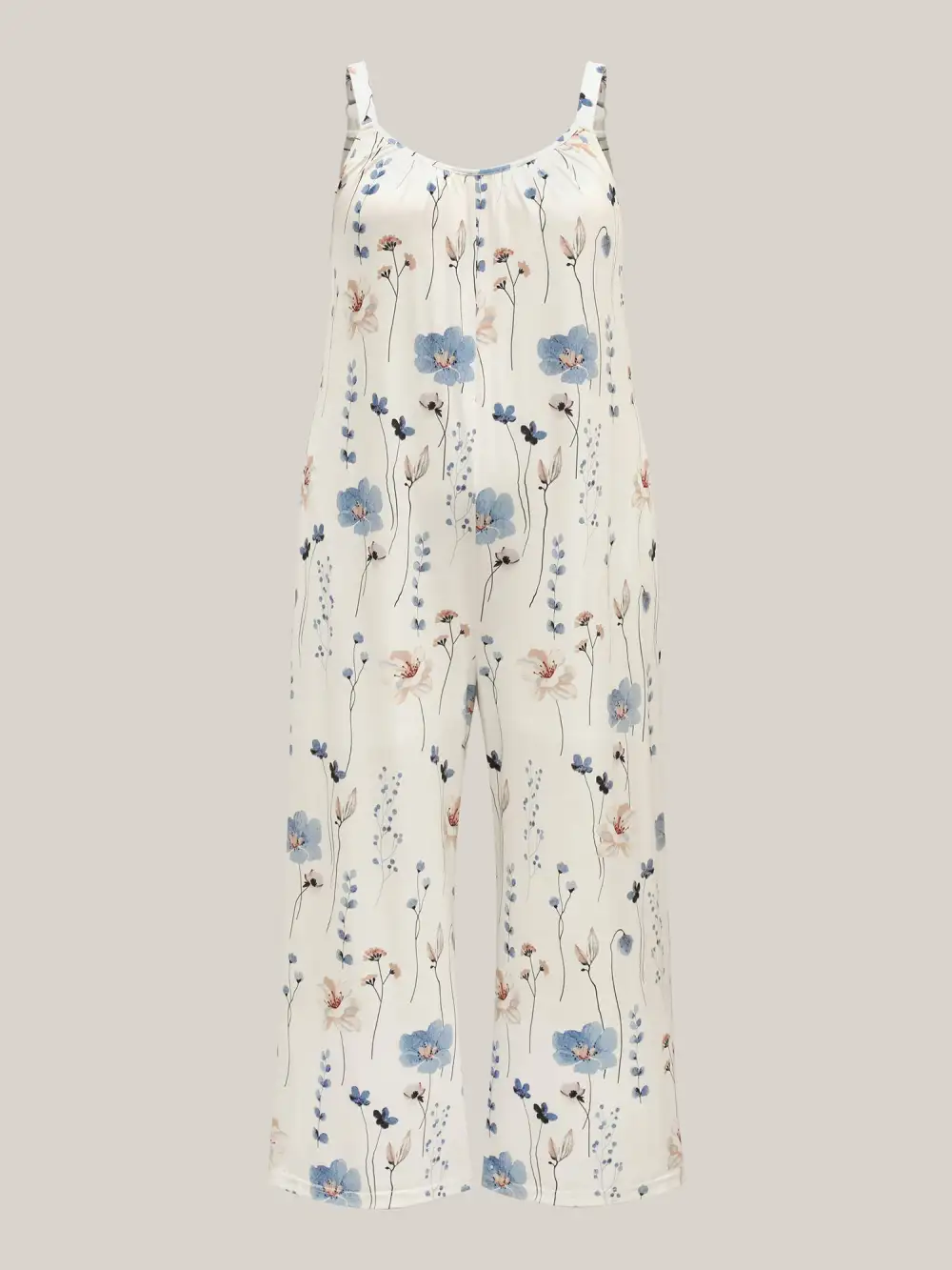 Stretchy Lined Floral Print Cami Jumpsuit